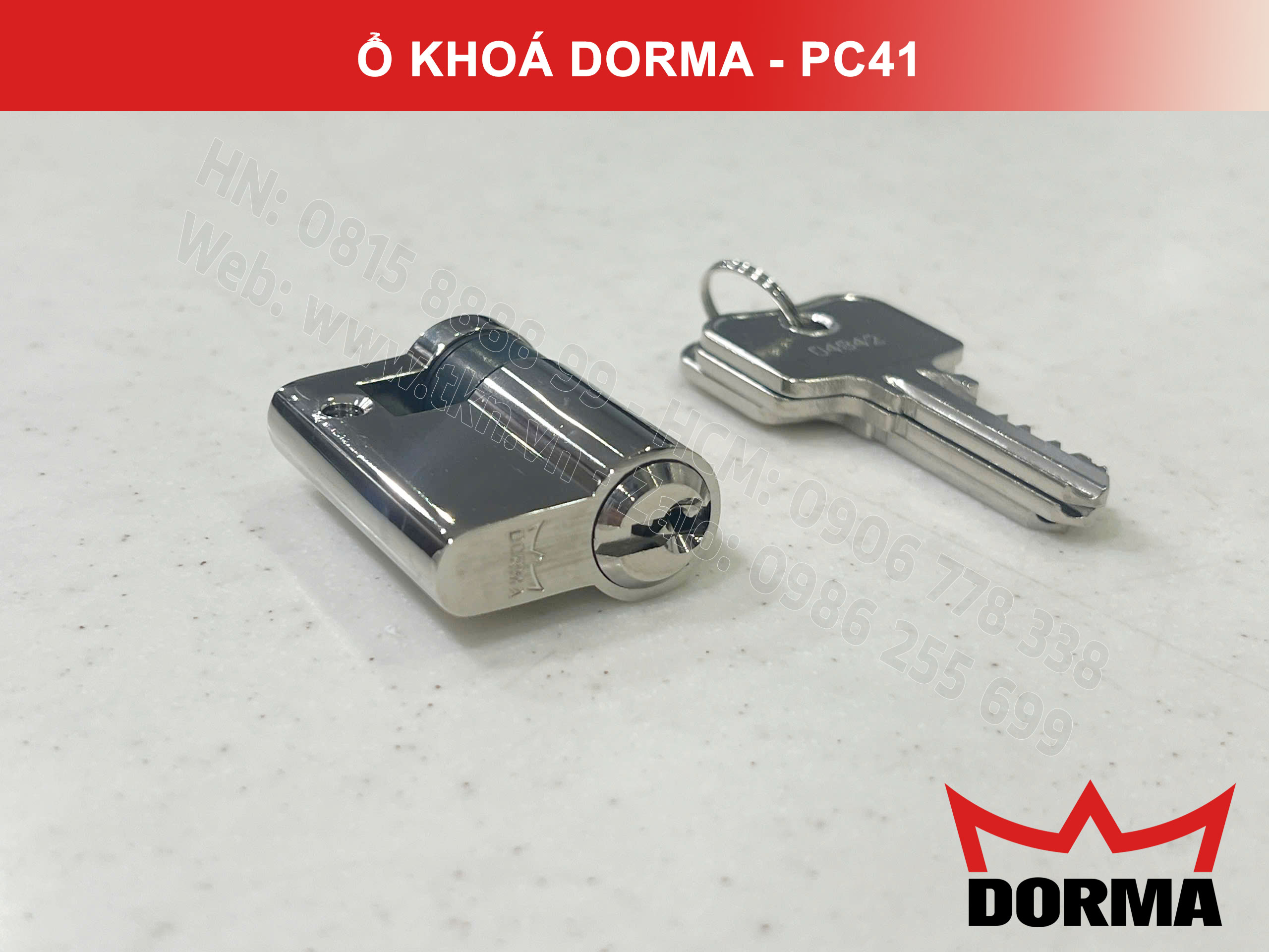 Ổ khóa cửa Dorma thép cao câp không rỉ dài 42mm PC41 14