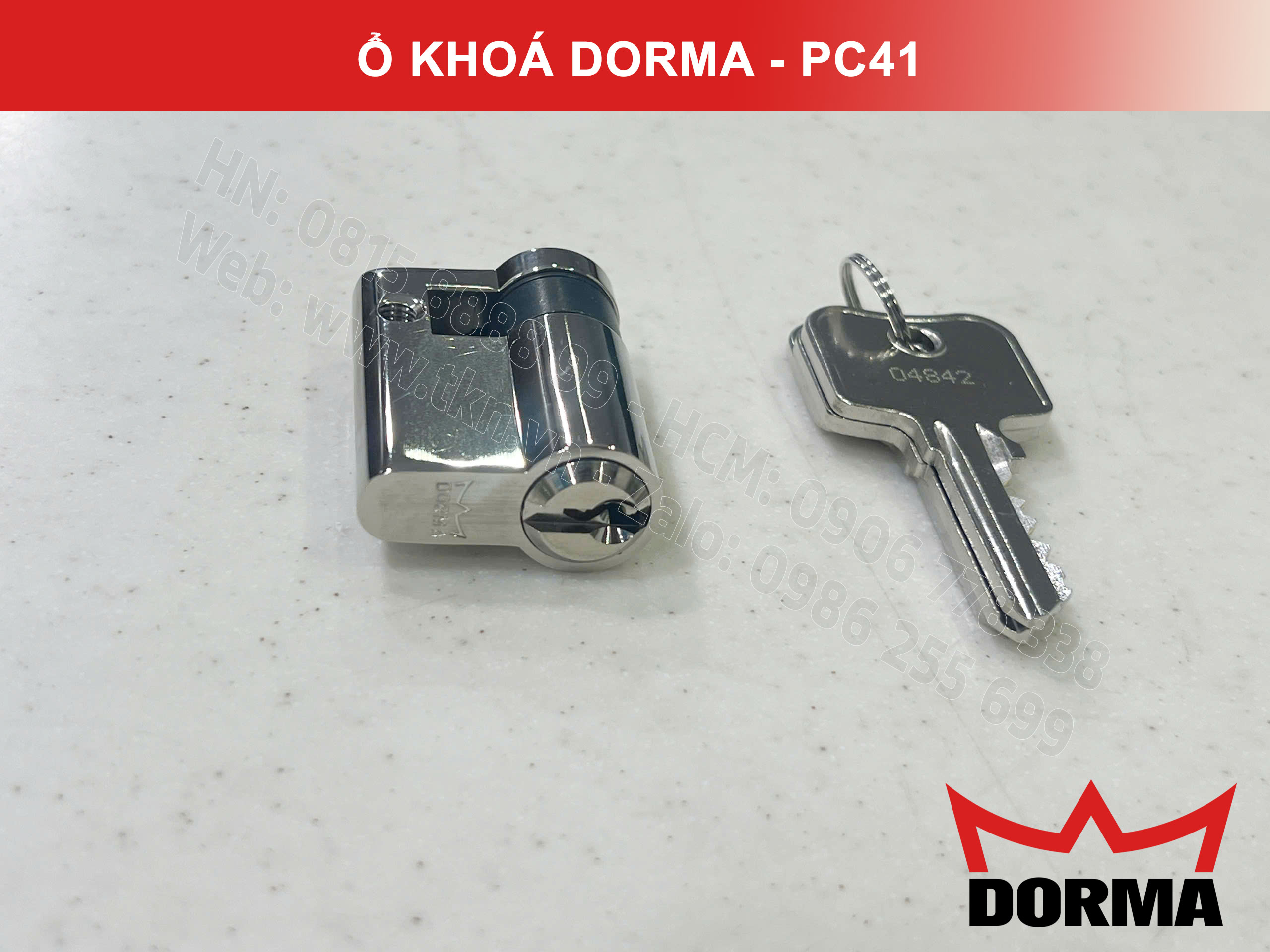Ổ khóa cửa Dorma thép cao câp không rỉ dài 42mm PC41 13