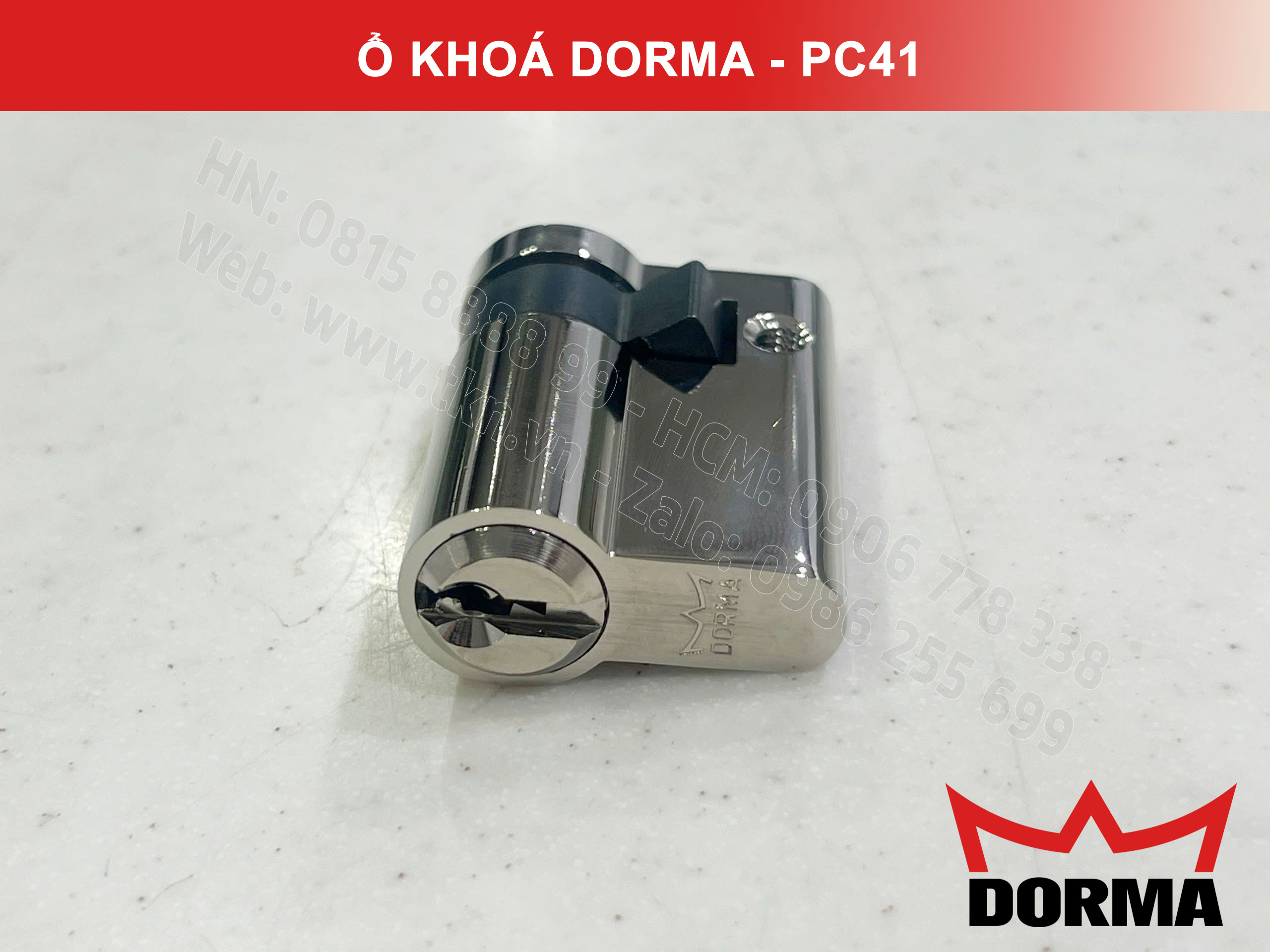 Ổ khóa cửa Dorma thép cao câp không rỉ dài 42mm PC41 15