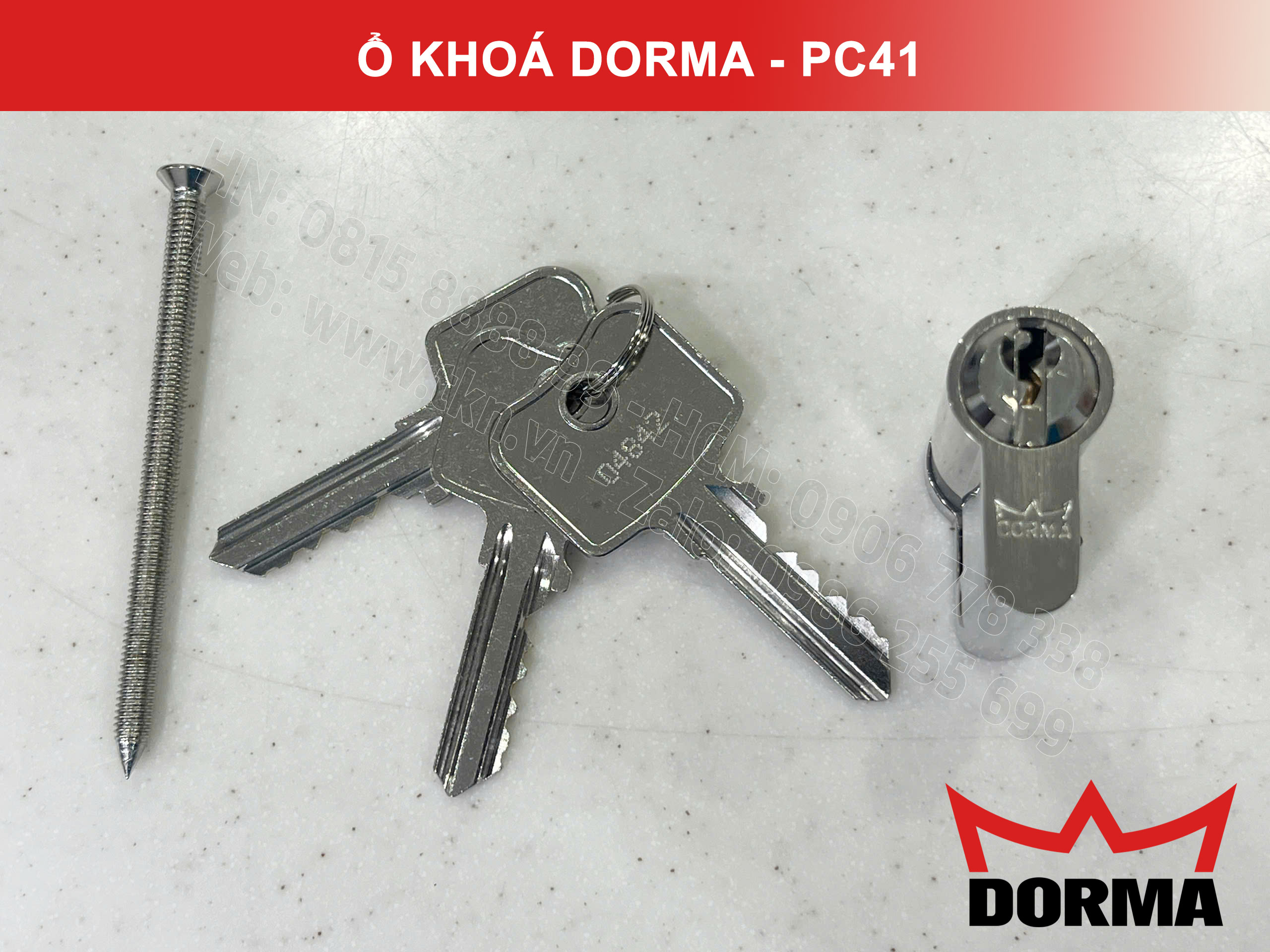 Ổ khóa cửa Dorma thép cao câp không rỉ dài 42mm PC41 5