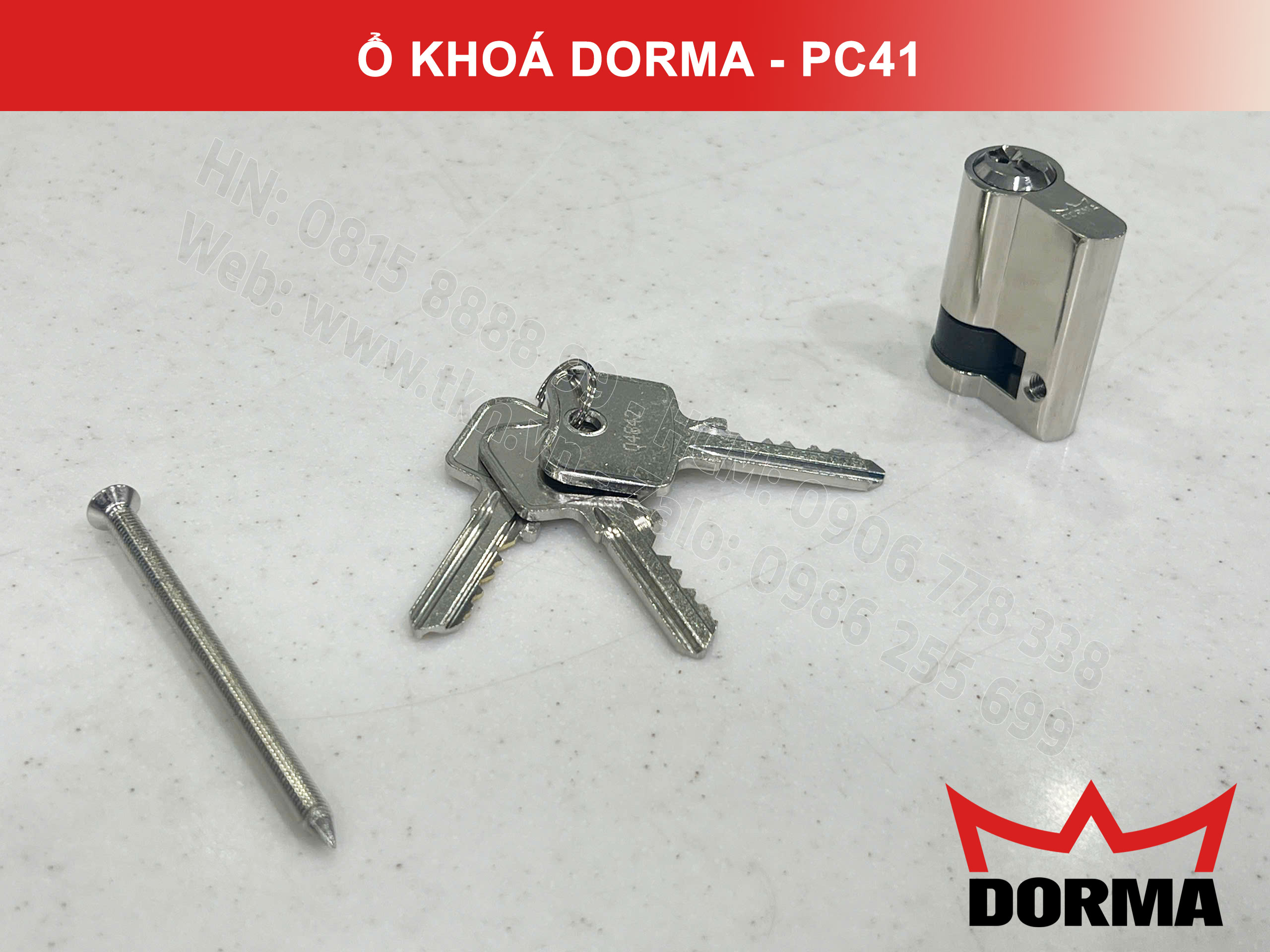 Ổ khóa cửa Dorma thép cao câp không rỉ dài 42mm PC41 4