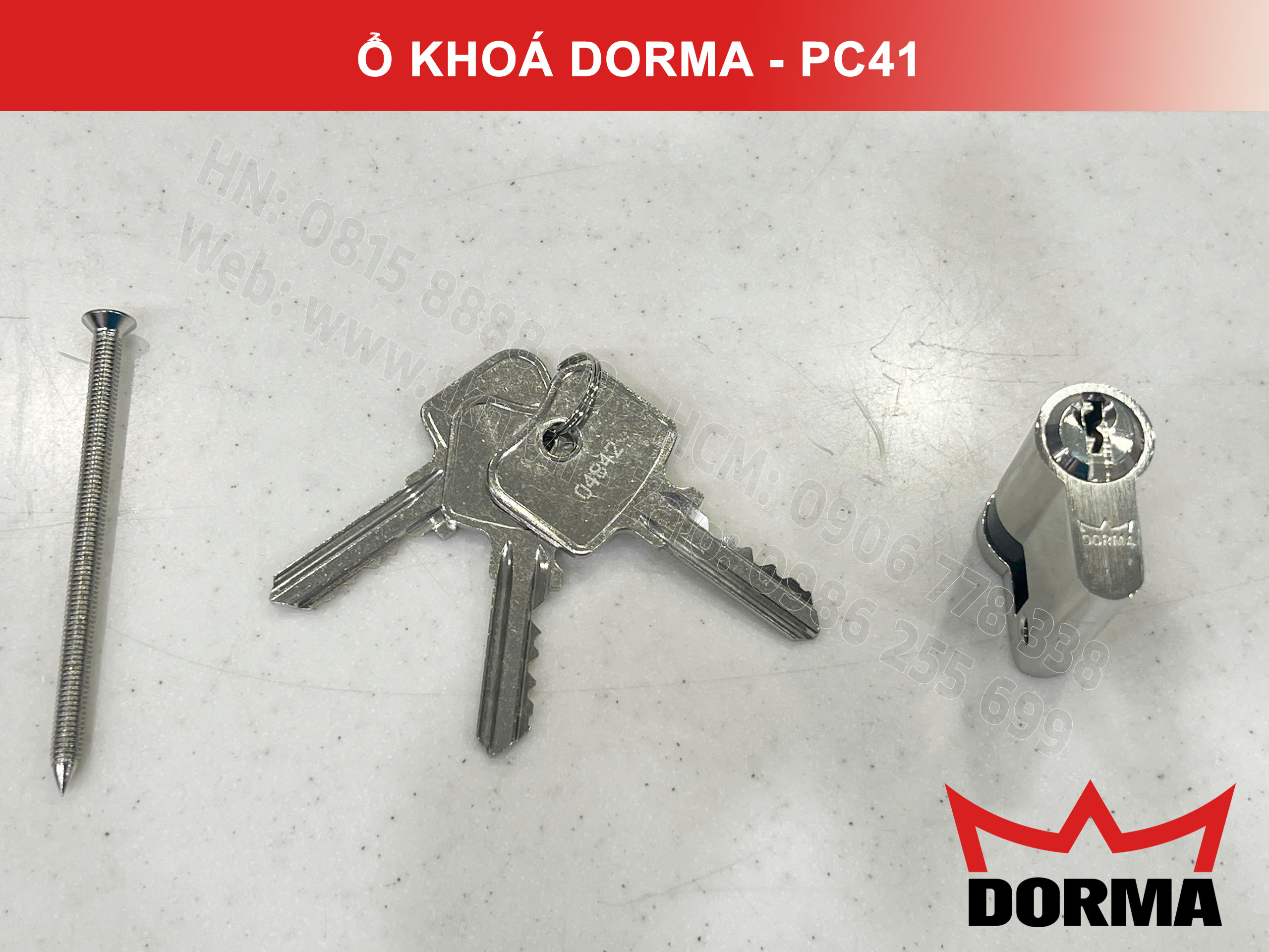 Ổ khóa cửa Dorma thép cao câp không rỉ dài 42mm PC41 3