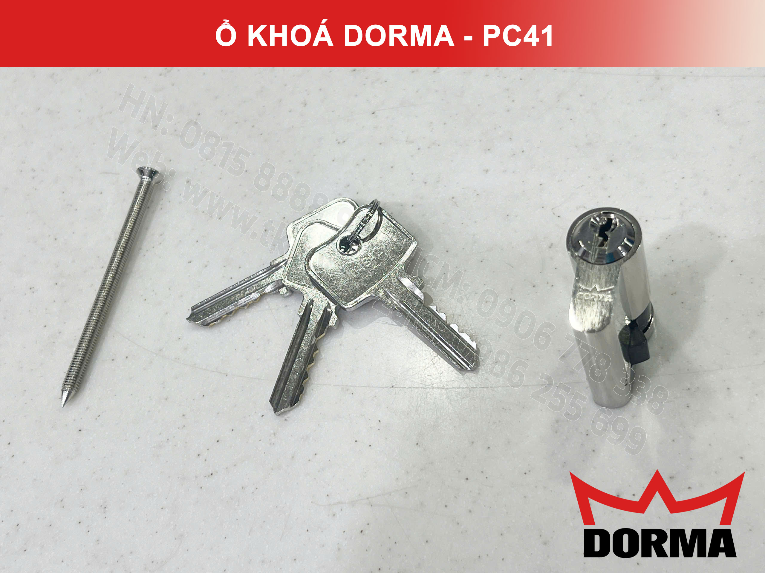 Ổ khóa cửa Dorma thép cao câp không rỉ dài 42mm PC41 2