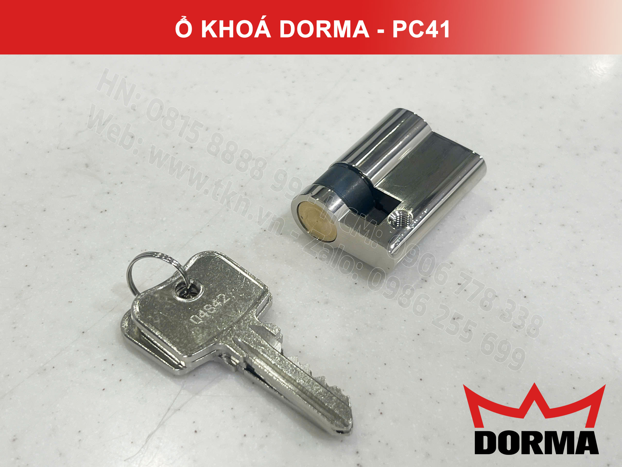 Ổ khóa cửa Dorma thép cao câp không rỉ dài 42mm PC41 7