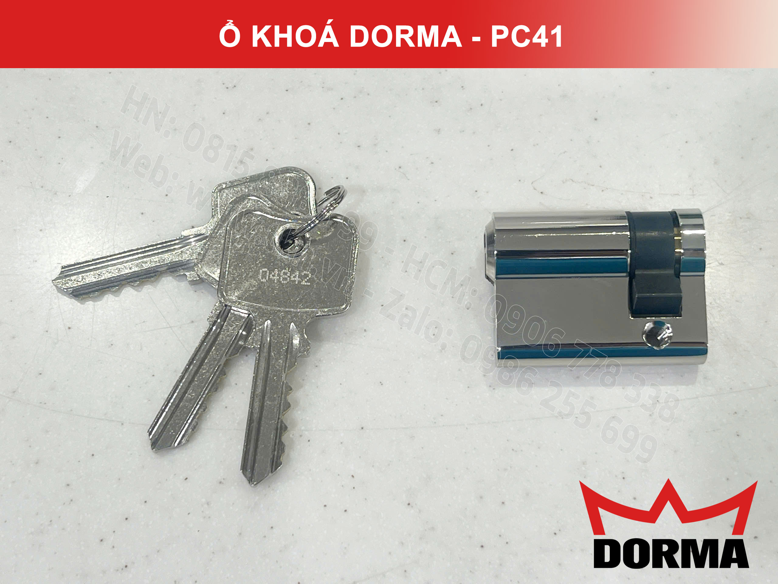 Ổ khóa cửa Dorma thép cao câp không rỉ dài 42mm PC41 10
