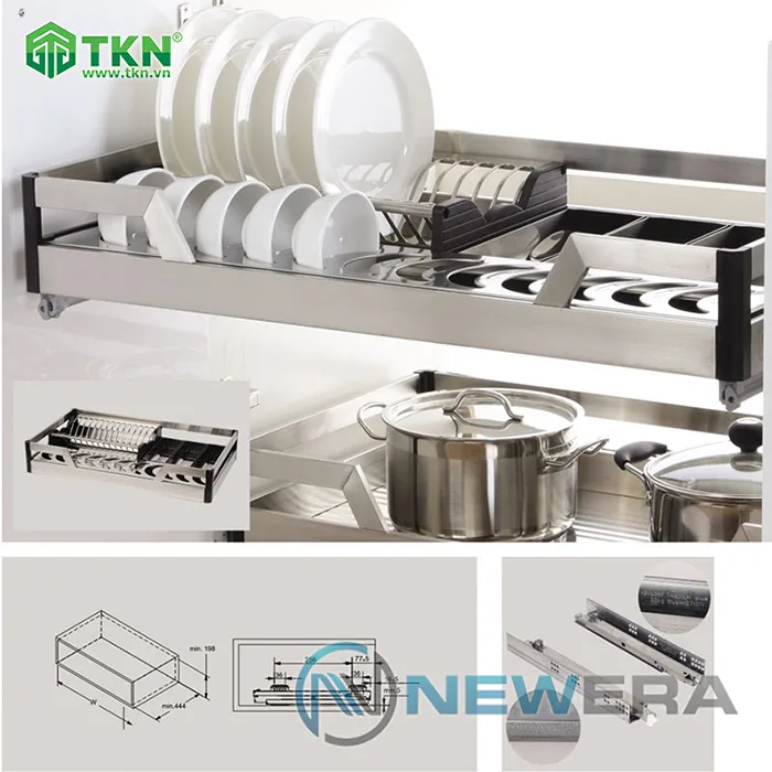 Giá để bát đĩa, thìa đũa NewEra 700mm inox hộp 304 NE366.700 10