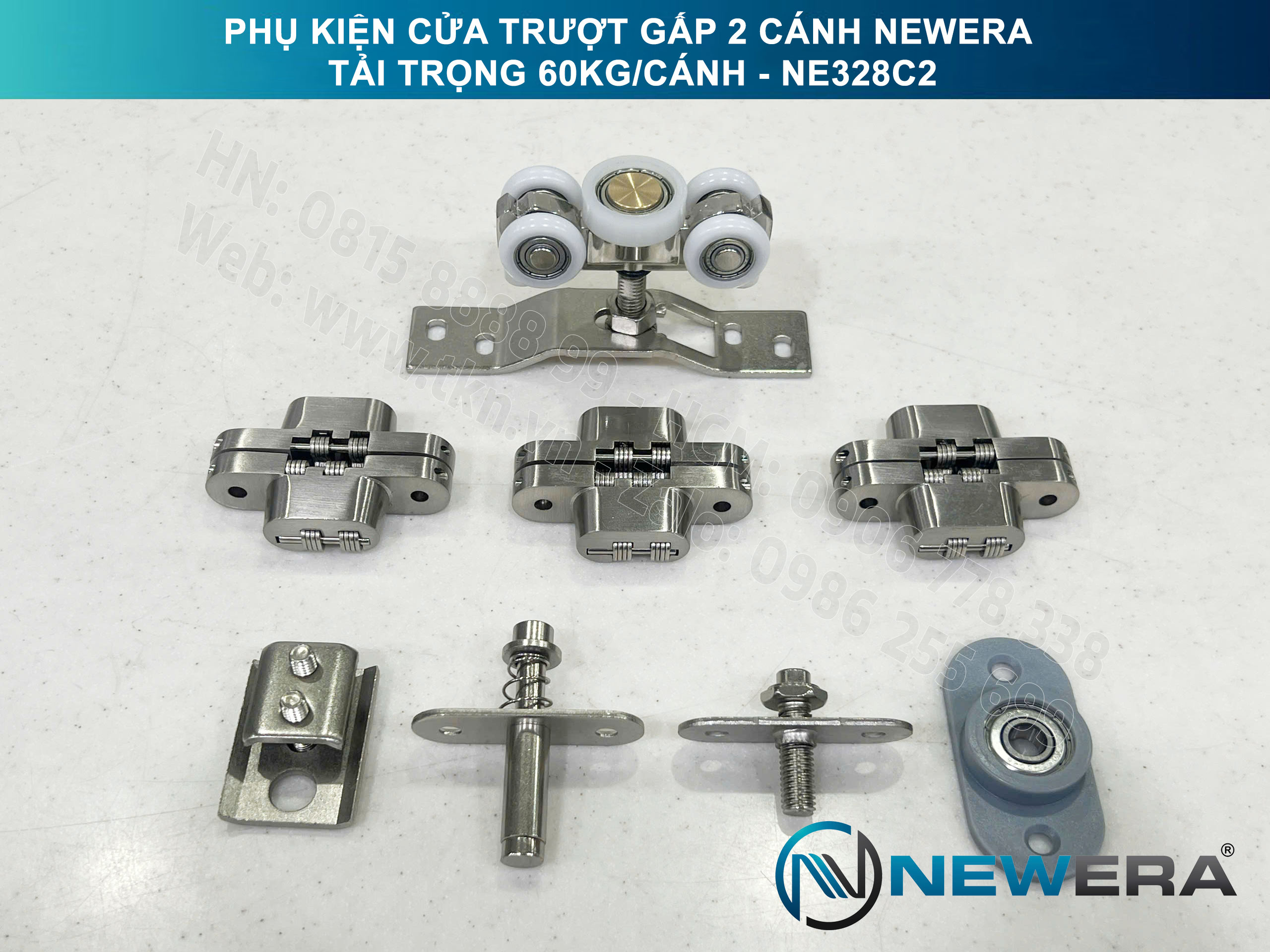 Phụ kiện cửa trượt gấp NewEra tải trọng 60kg/cánh NE328C2 1
