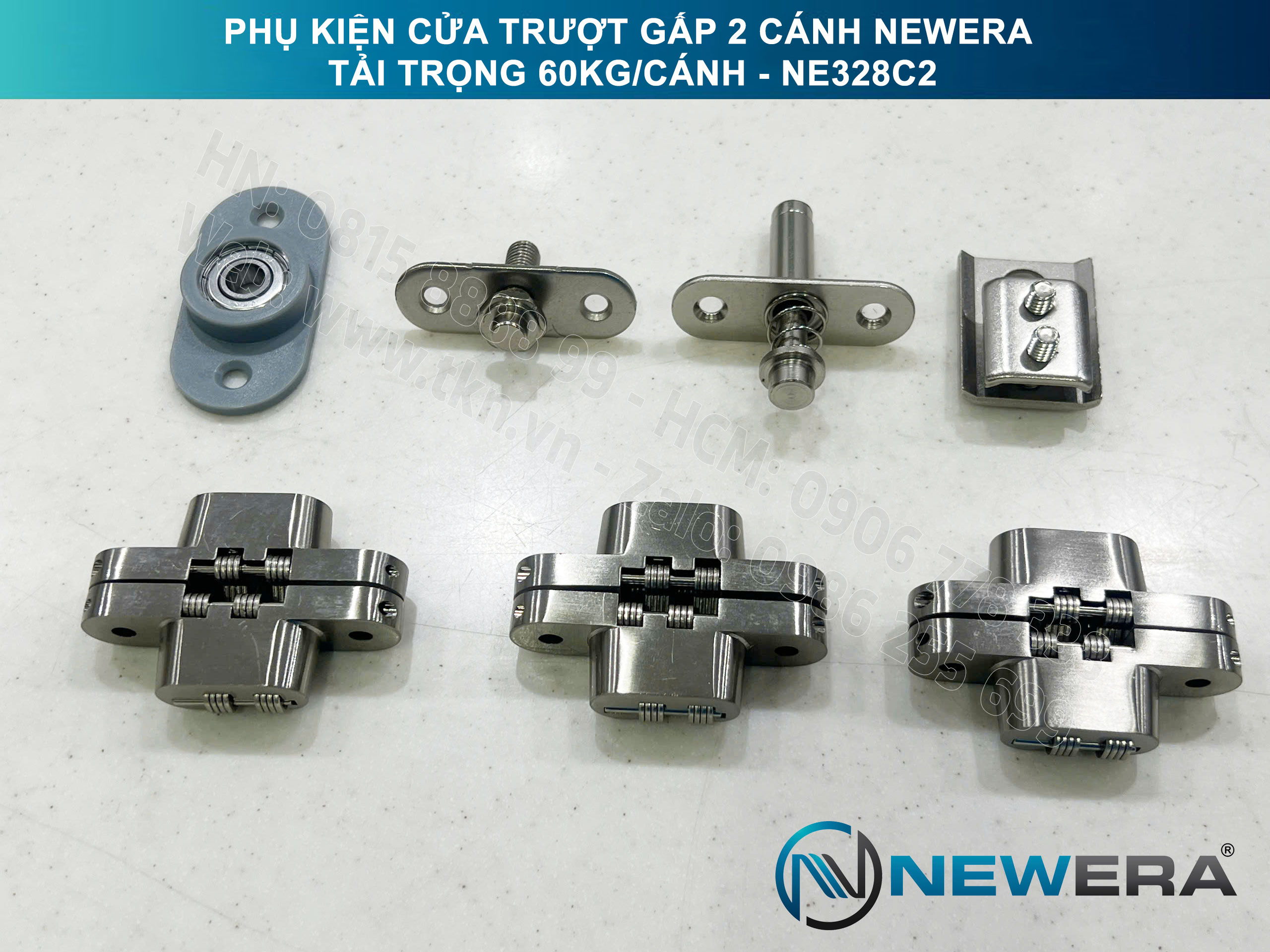 Phụ kiện cửa trượt gấp NewEra tải trọng 60kg/cánh NE328C2 12