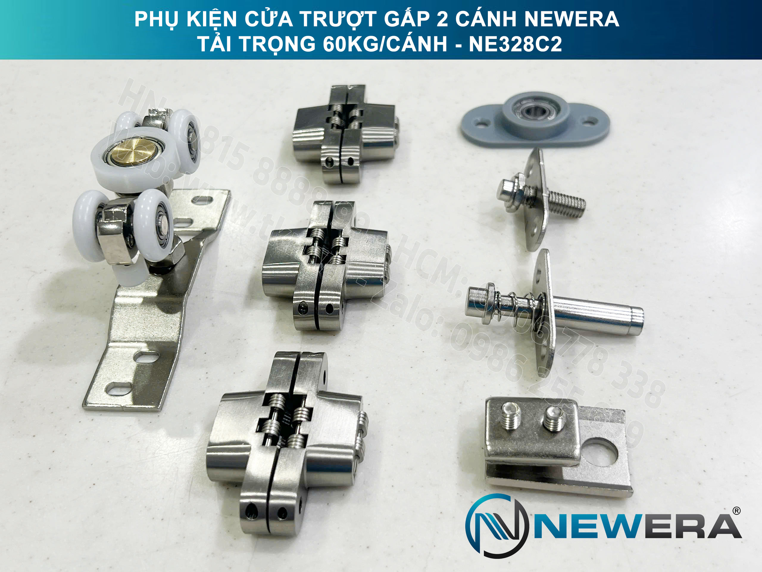 Phụ kiện cửa trượt gấp NewEra tải trọng 60kg/cánh NE328C2 2