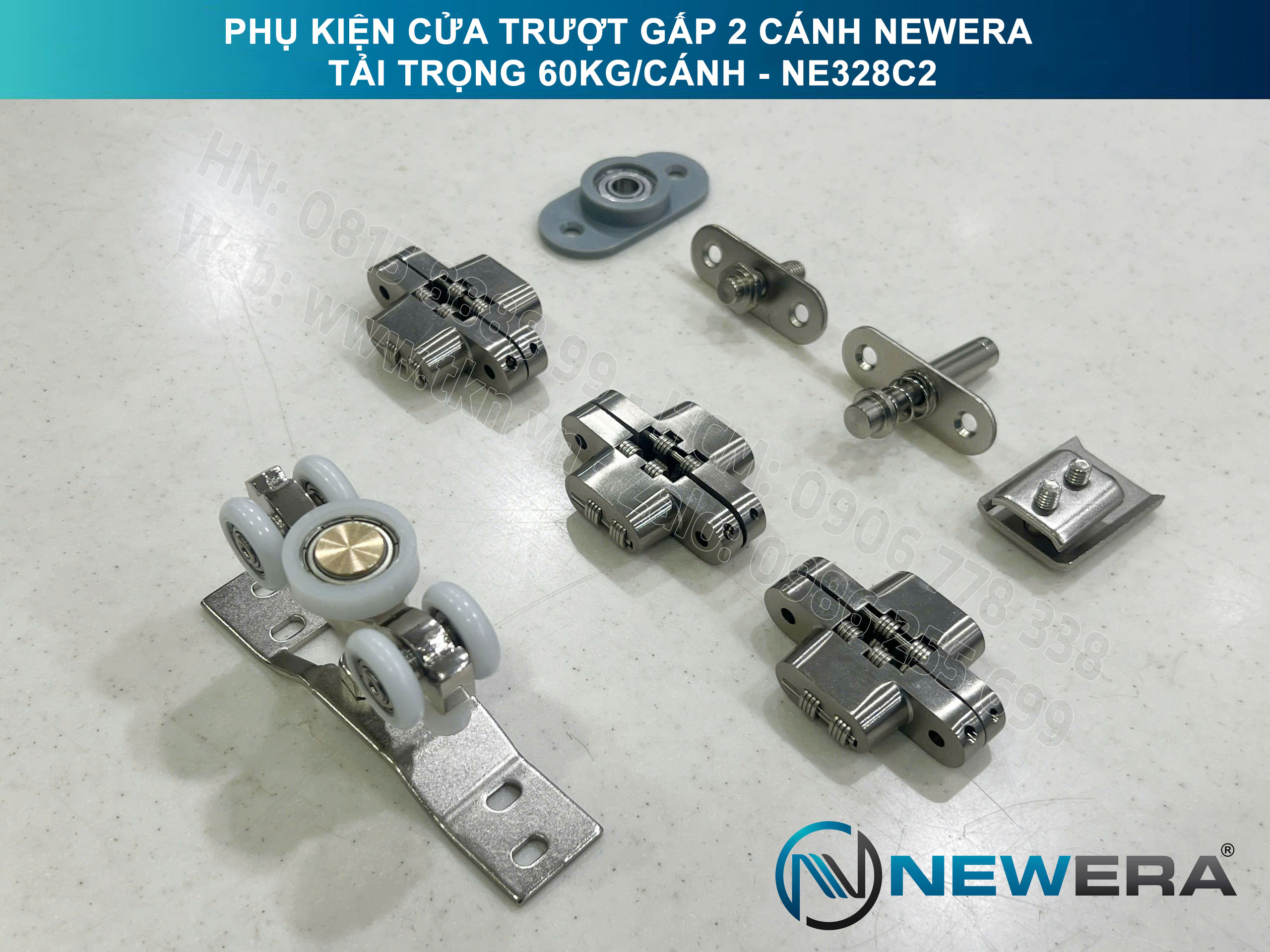 Phụ kiện cửa trượt gấp NewEra tải trọng 60kg/cánh NE328C2 3