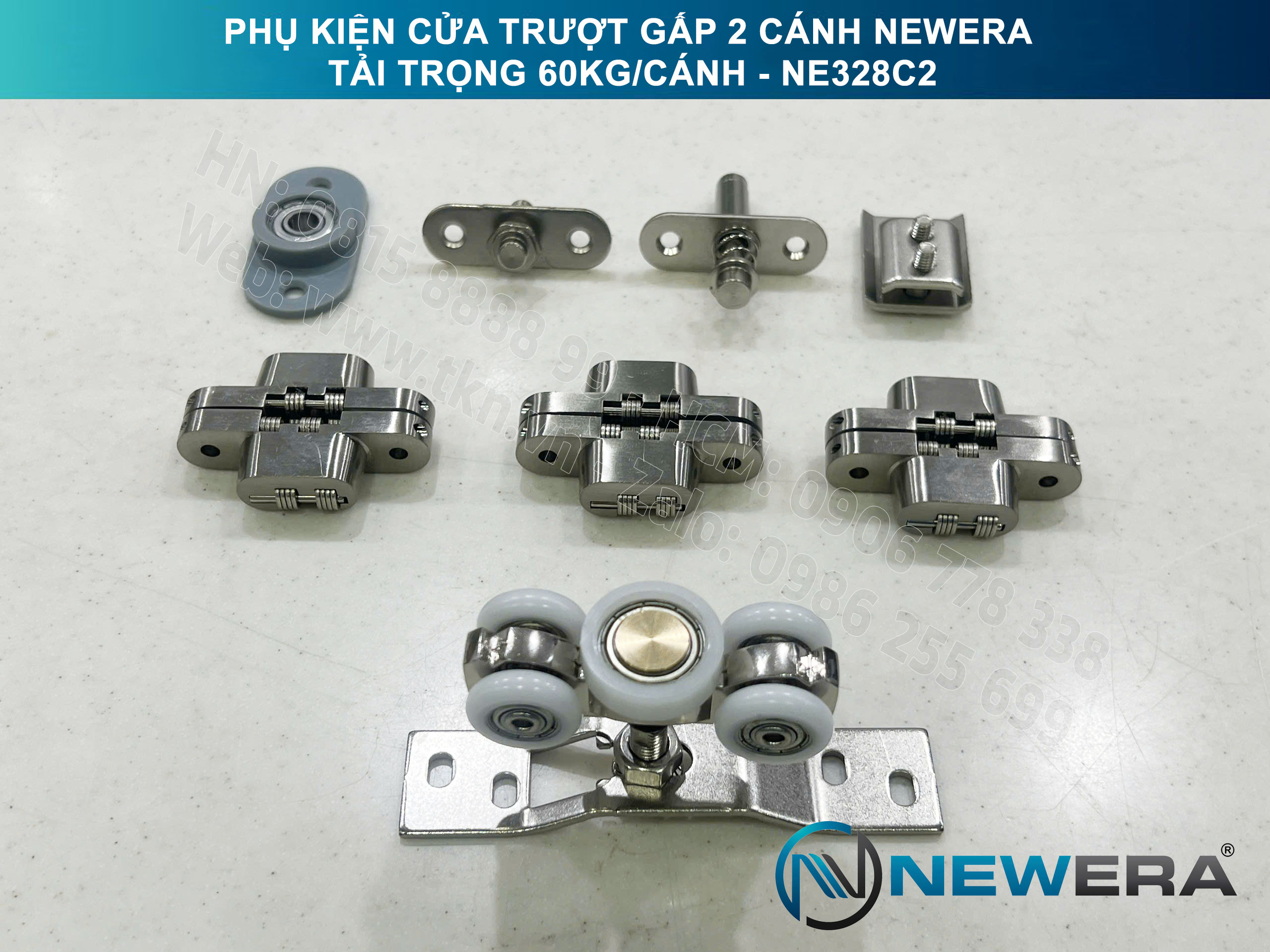 Phụ kiện cửa trượt gấp NewEra tải trọng 60kg/cánh NE328C2 4