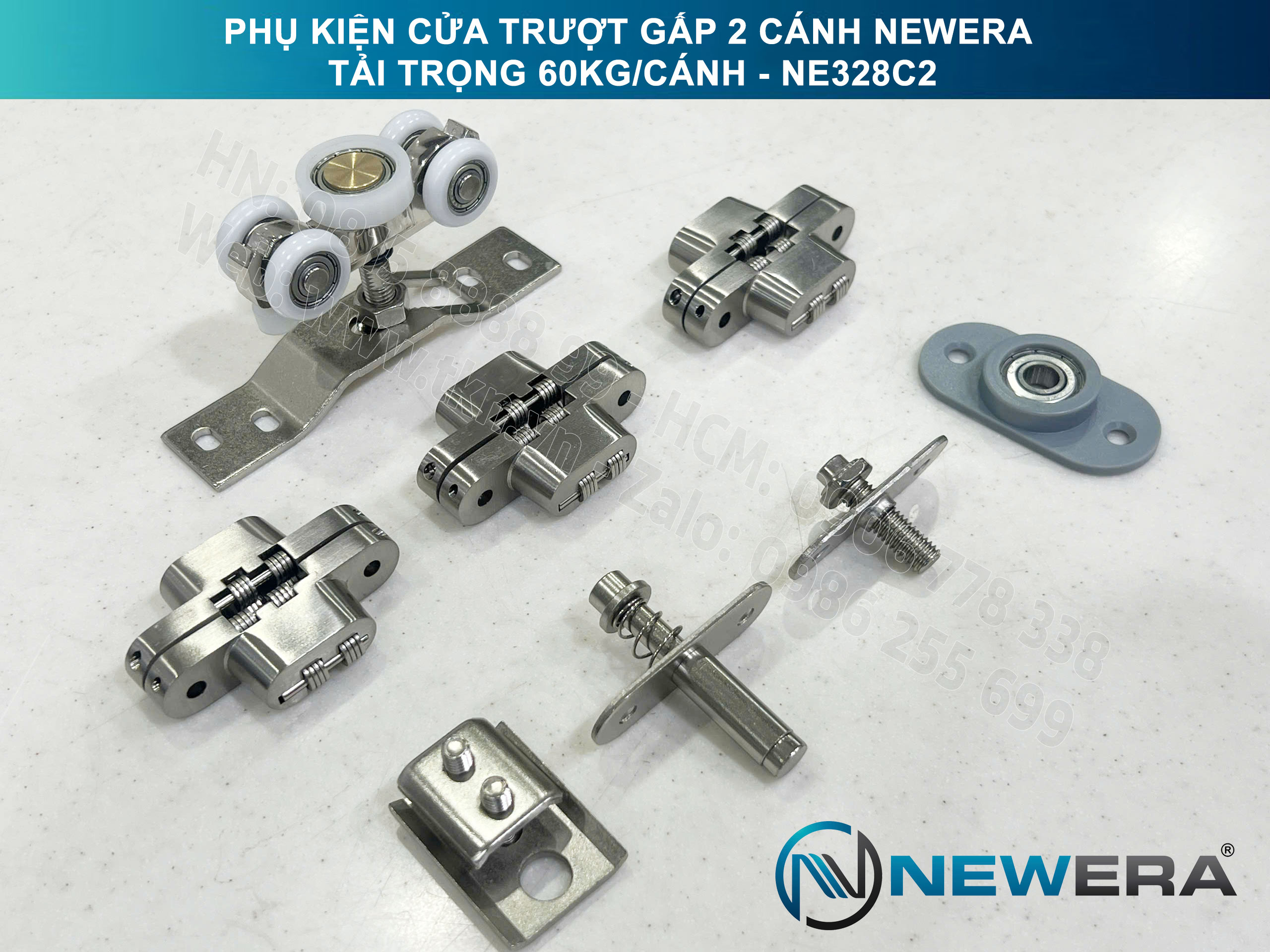 Phụ kiện cửa trượt gấp NewEra tải trọng 60kg/cánh NE328C2 5
