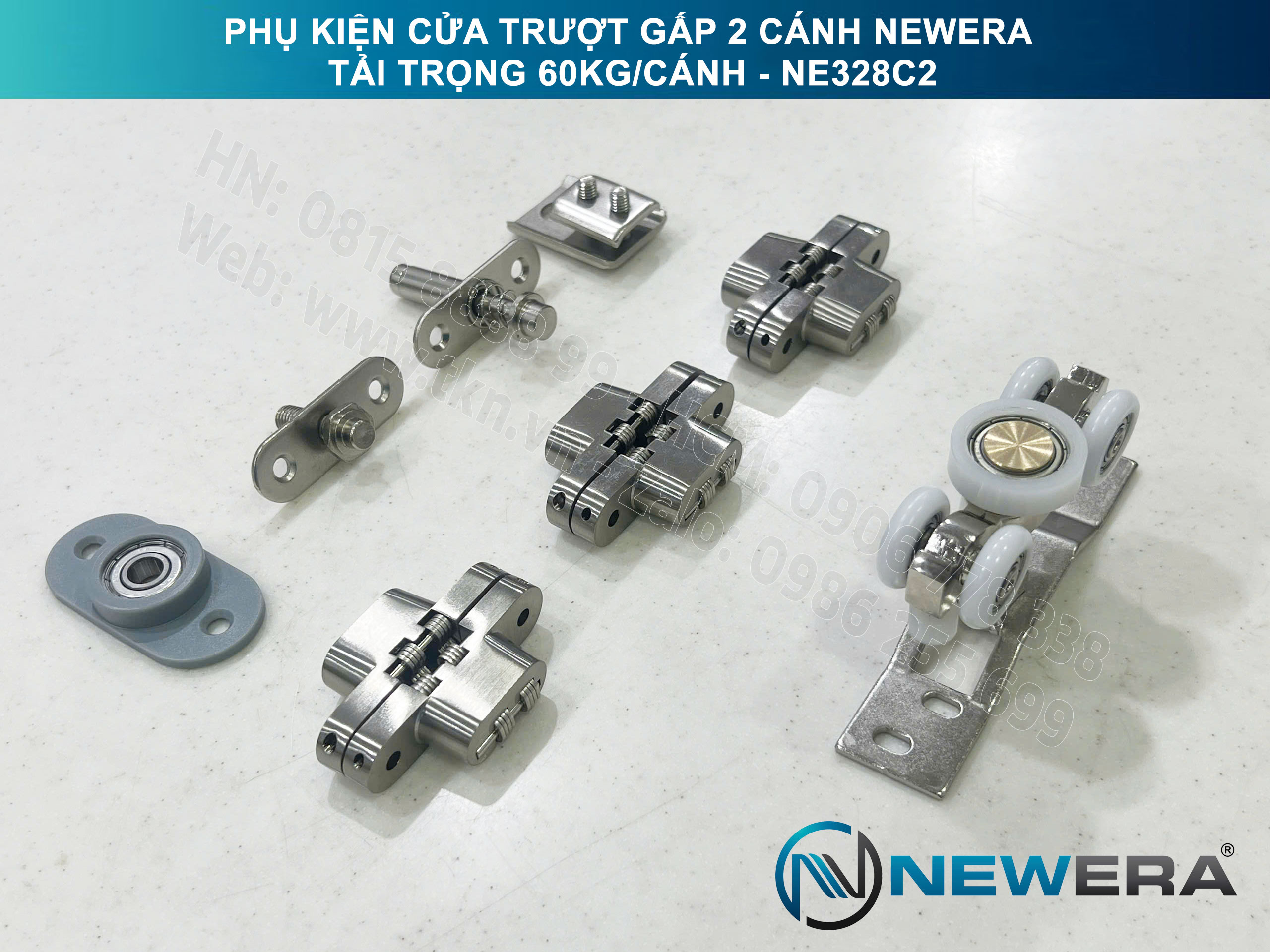 Phụ kiện cửa trượt gấp NewEra tải trọng 60kg/cánh NE328C2 6