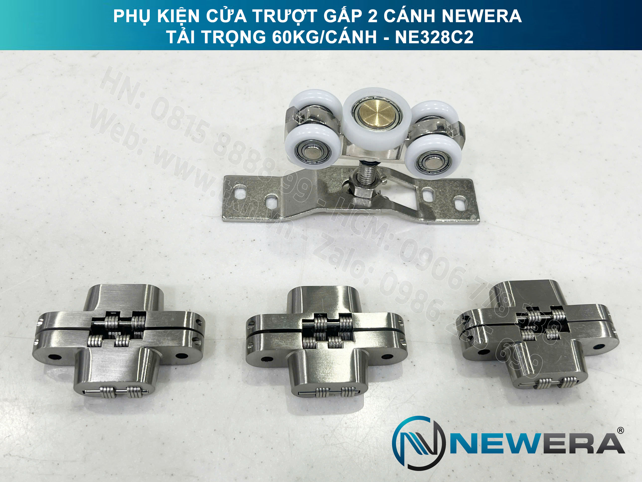 Phụ kiện cửa trượt gấp NewEra tải trọng 60kg/cánh NE328C2 9