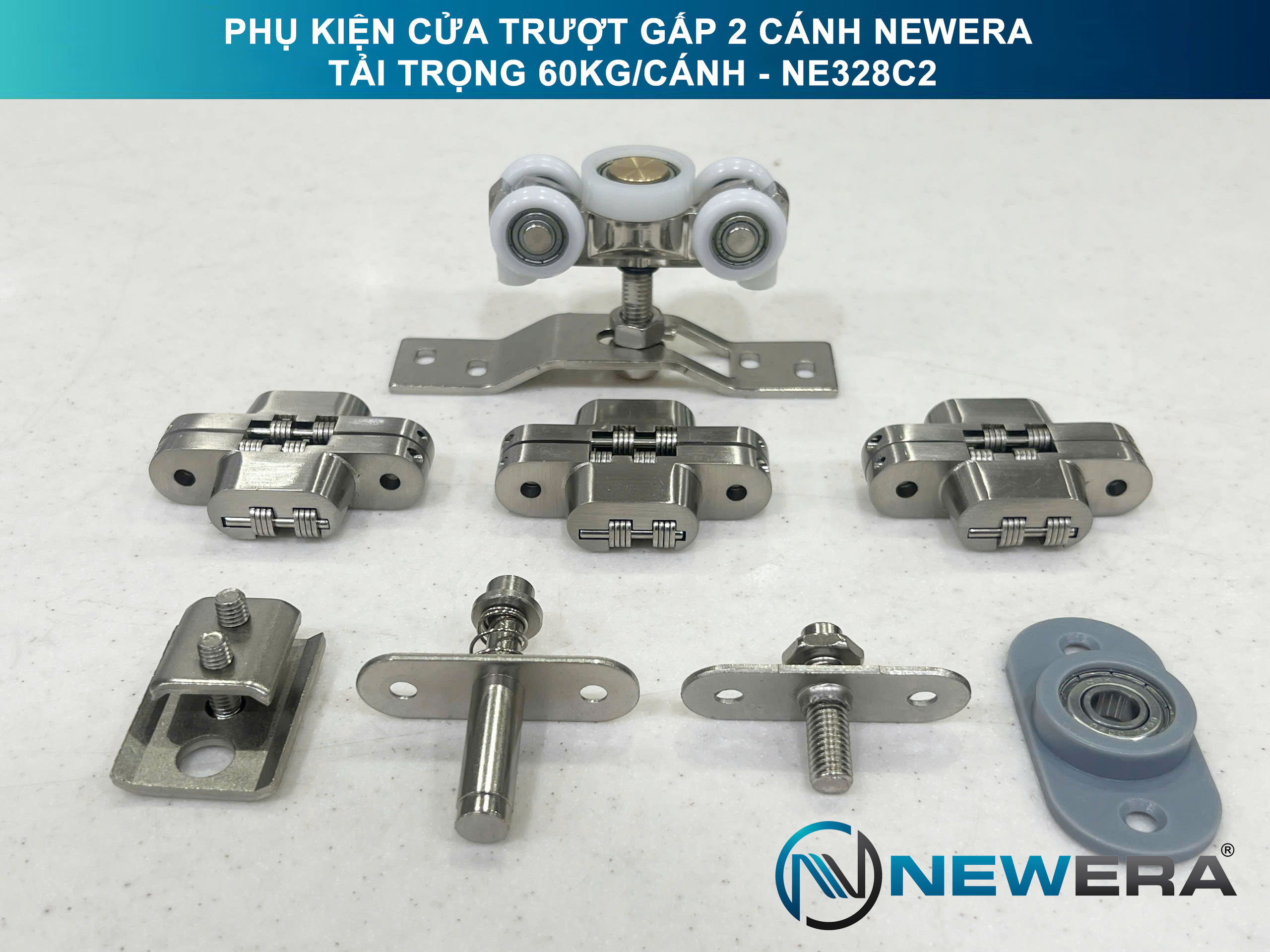 Phụ kiện cửa trượt gấp NewEra tải trọng 60kg/cánh NE328C2