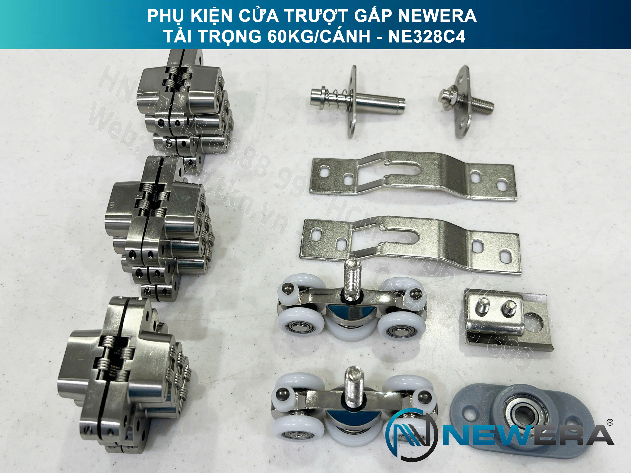 Phụ kiện cửa trượt gấp NewEra tải trọng 60kg/cánh NE328C4 1