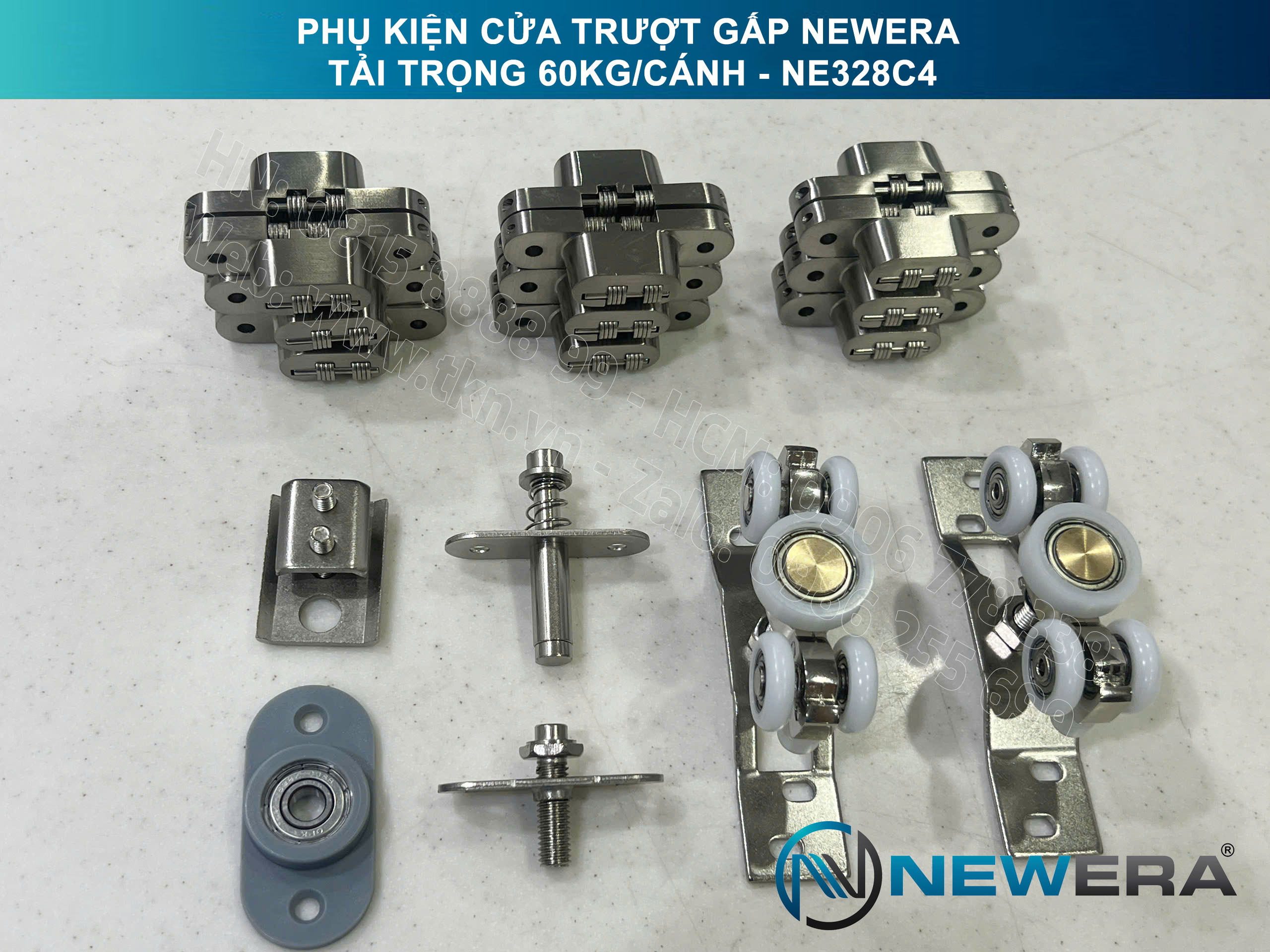 Phụ kiện cửa trượt gấp NewEra tải trọng 60kg/cánh NE328C4 11