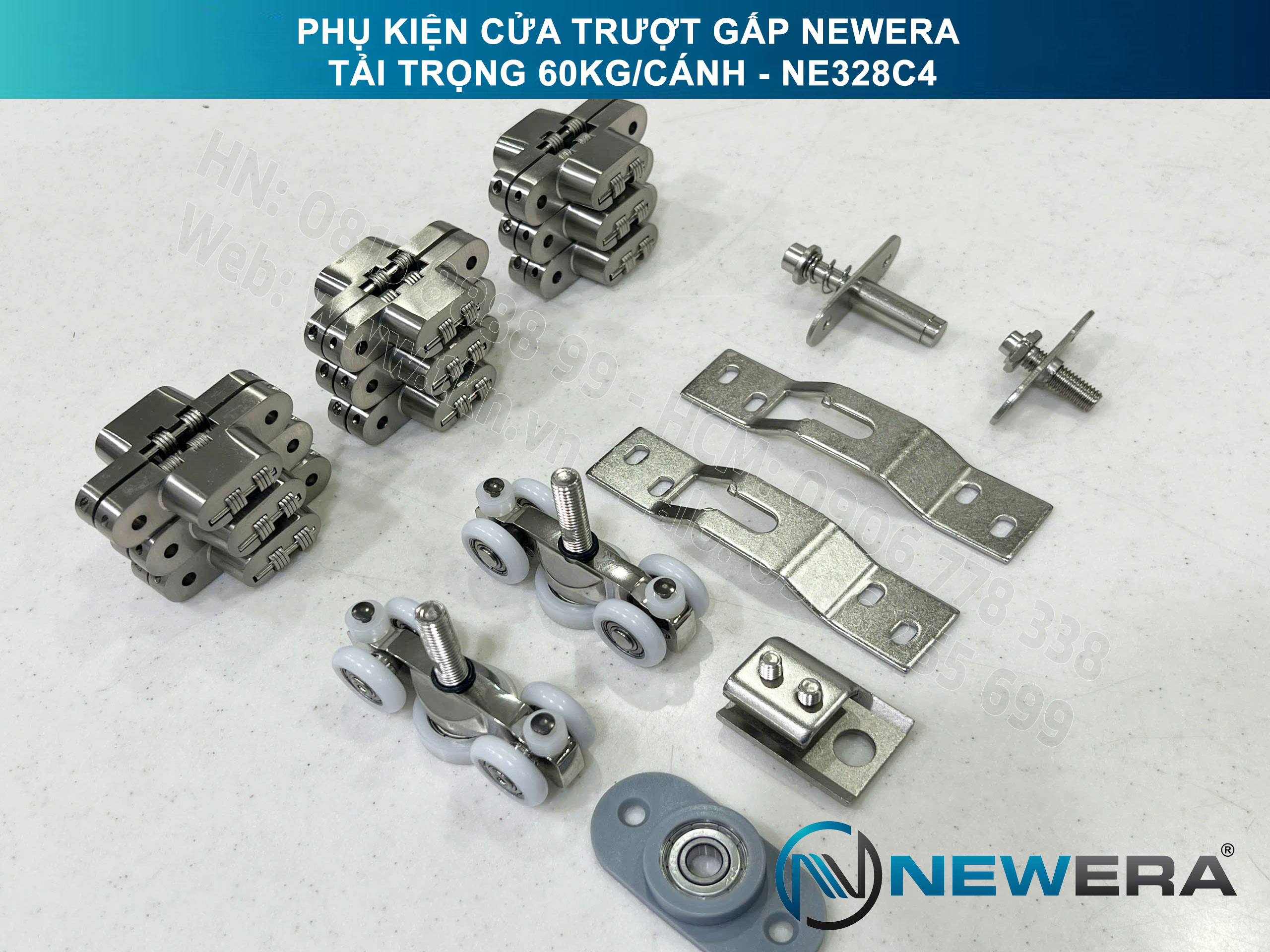 Phụ kiện cửa trượt gấp NewEra tải trọng 60kg/cánh NE328C4 2