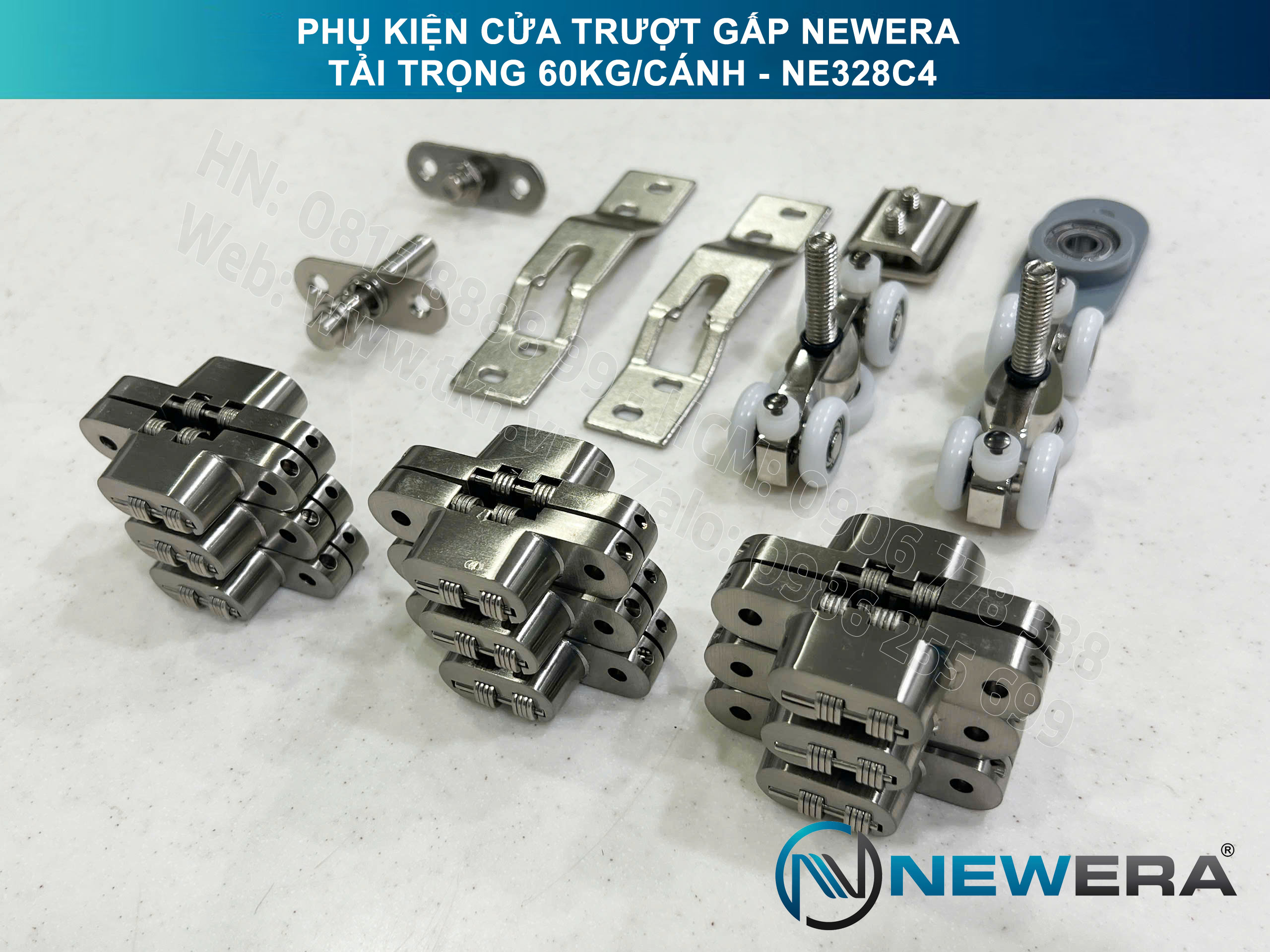 Phụ kiện cửa trượt gấp NewEra tải trọng 60kg/cánh NE328C4 3
