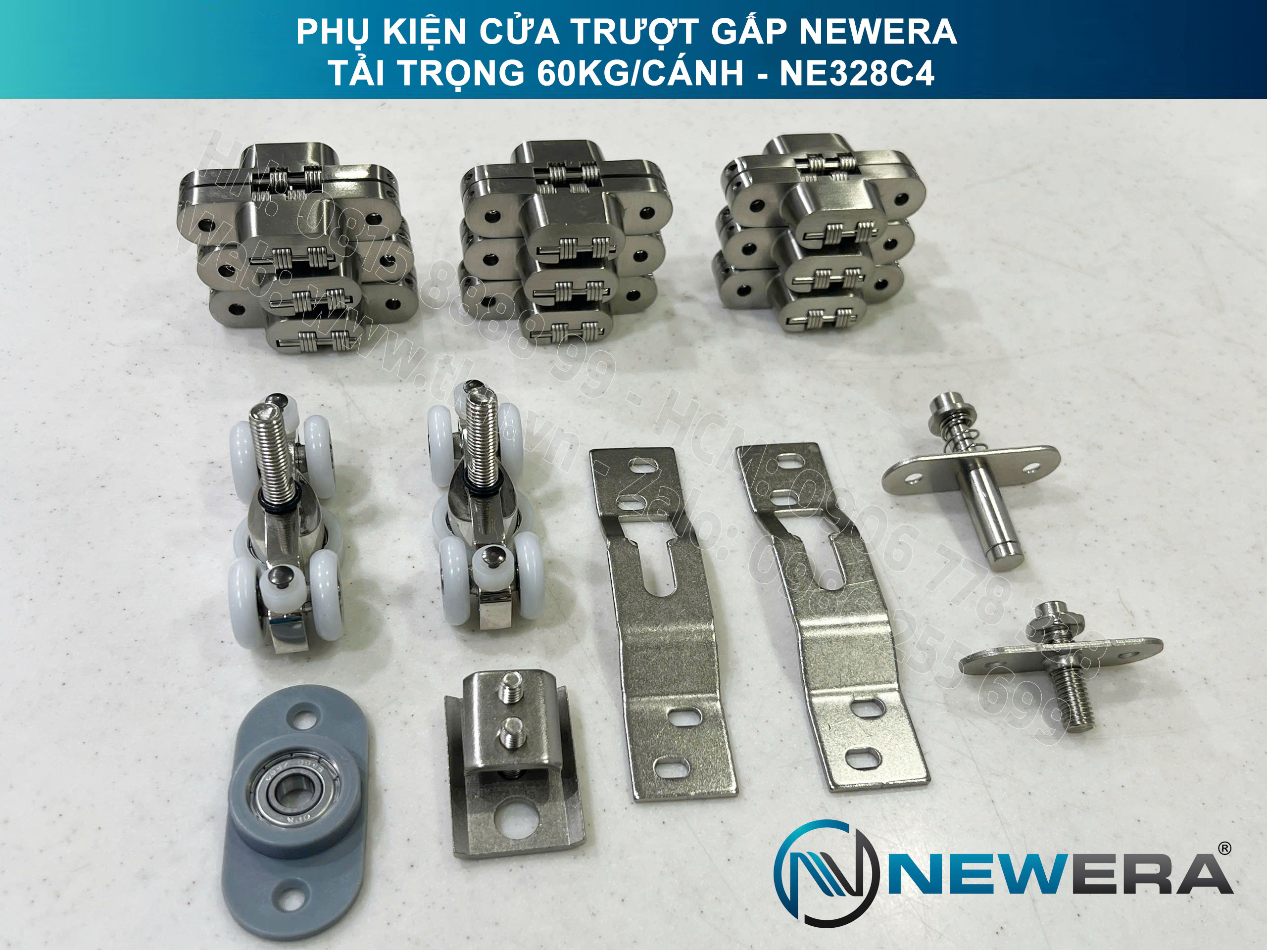 Phụ kiện cửa trượt gấp NewEra tải trọng 60kg/cánh NE328C4 4