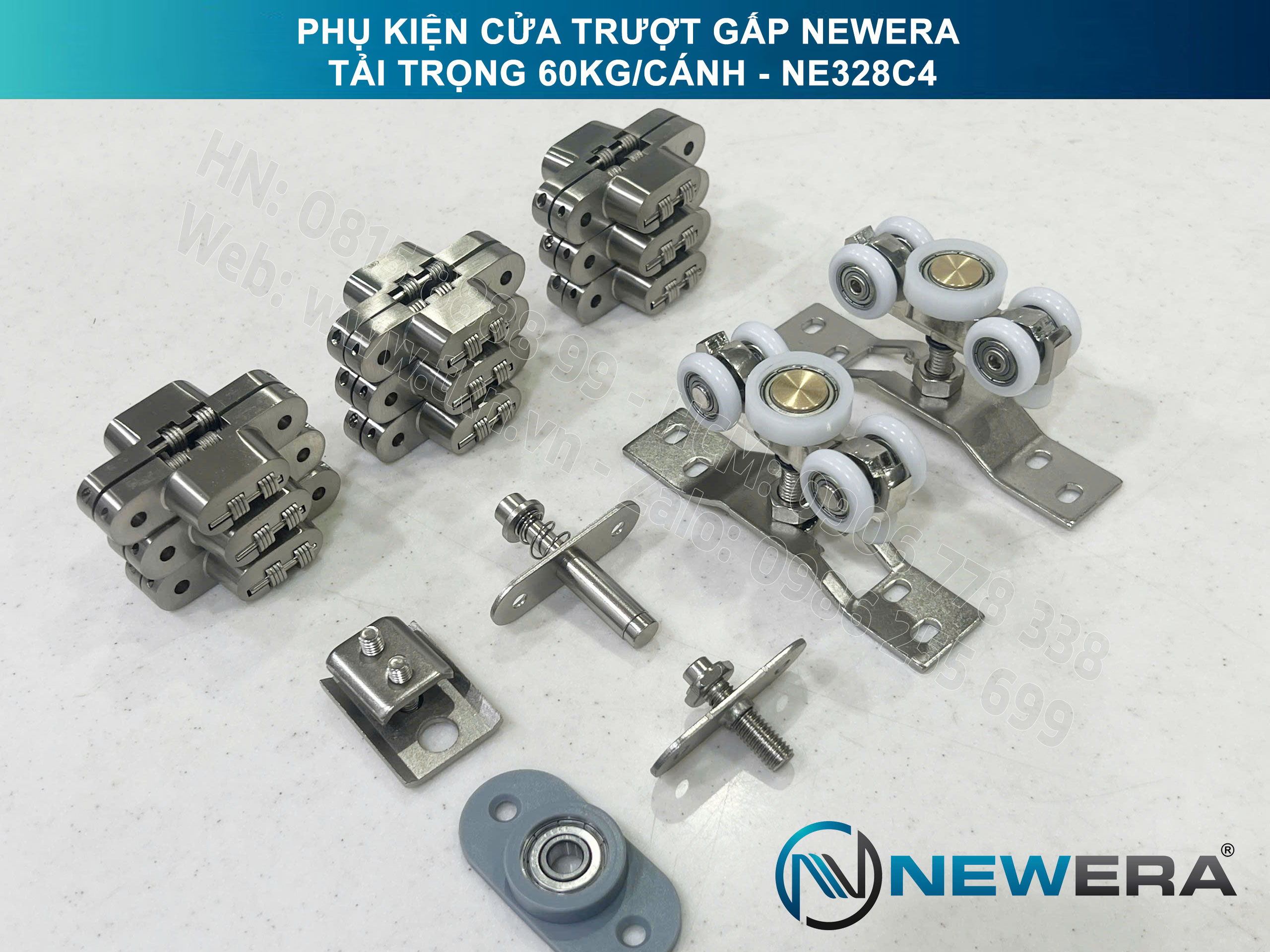 Phụ kiện cửa trượt gấp NewEra tải trọng 60kg/cánh NE328C4 6