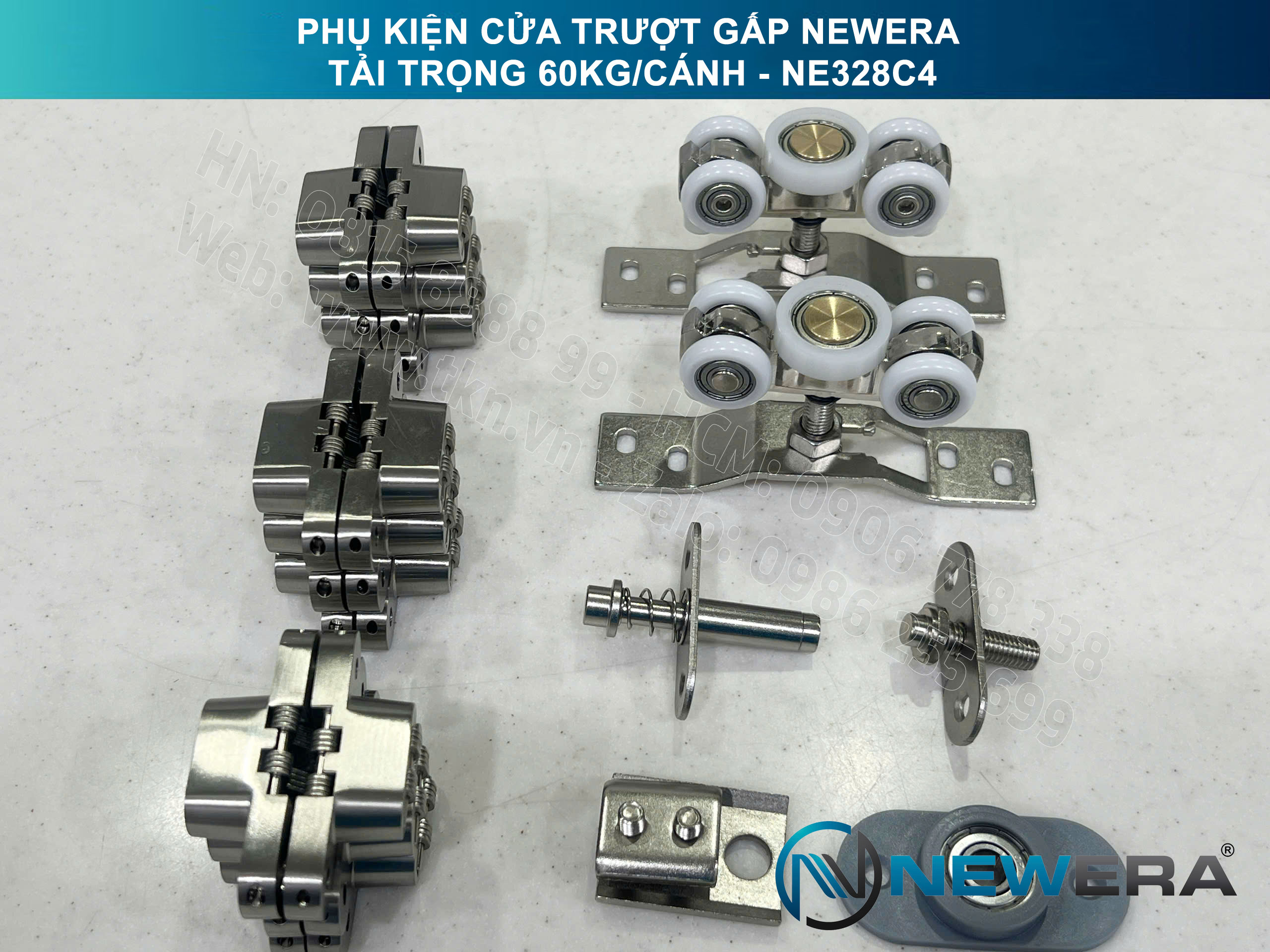 Phụ kiện cửa trượt gấp NewEra tải trọng 60kg/cánh NE328C4 9