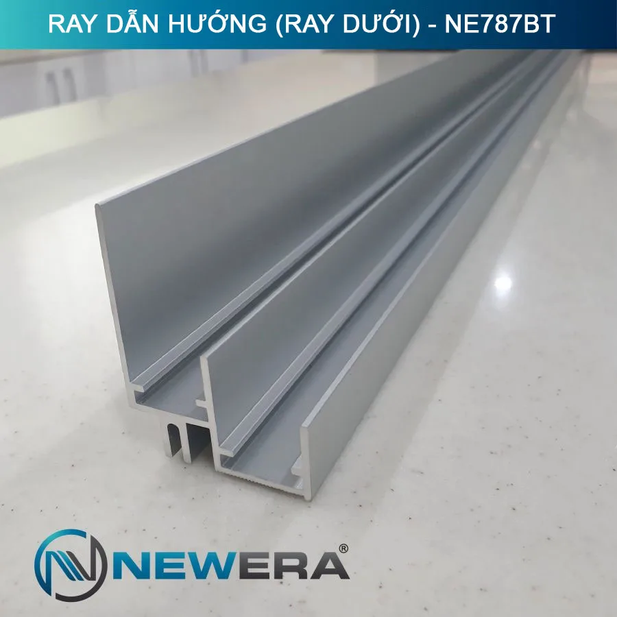 Ray trượt dẫn hướng cửa lùa NewEra dài 3m ray dưới NE787BT3