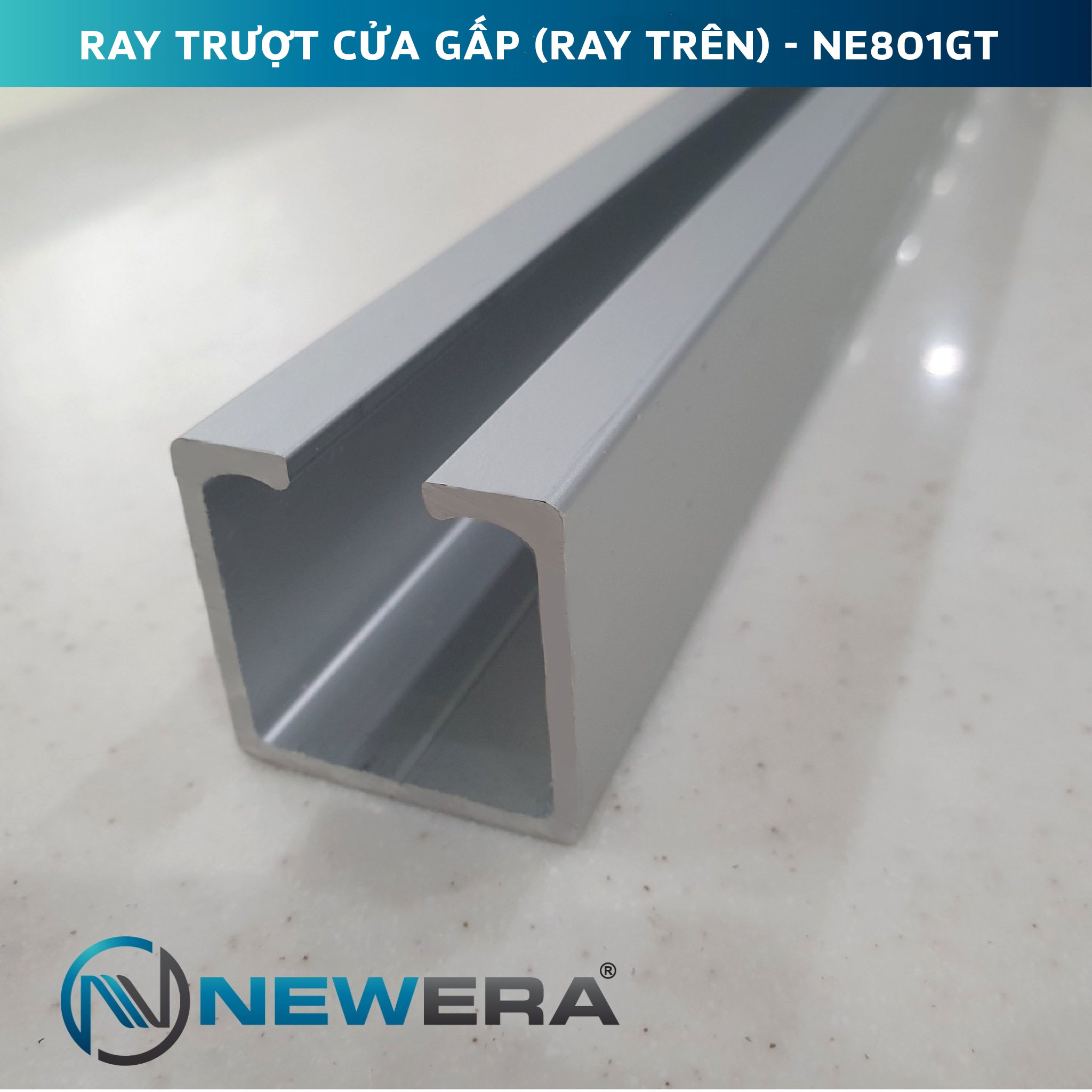 Ray trượt cửa gấp NewEra dài 2.5m ray trên NE801GT2