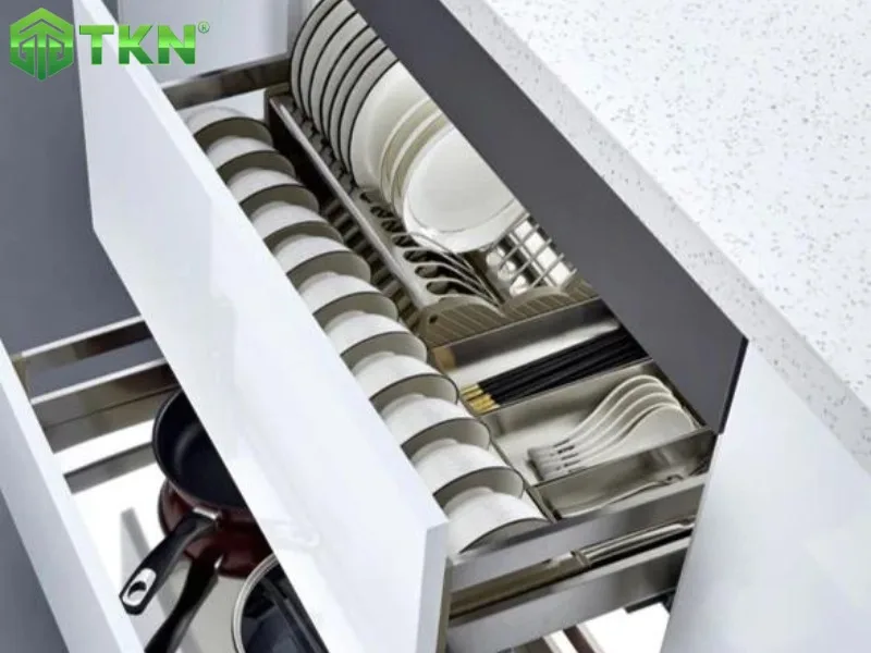 Giá để bát đĩa xoong nồi NewEra có ray giảm chấn