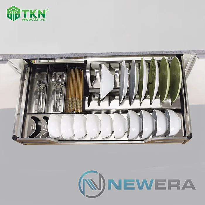Giá để bát đĩa, thìa đũa NewEra 700mm inox hộp 304 NE366.700 5