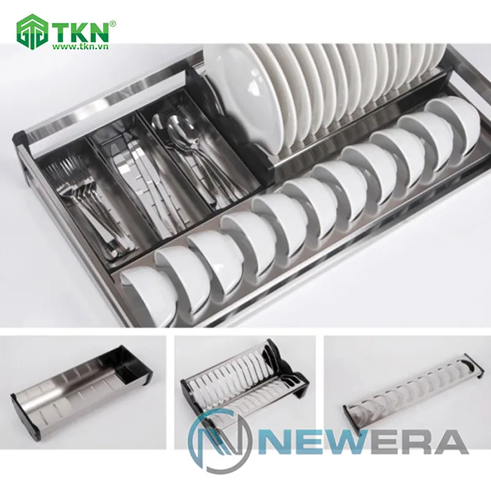 Giá để bát đĩa, thìa đũa NewEra 700mm inox hộp 304 NE366.700 8