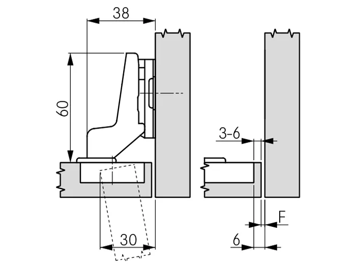 Thông số bản lề Nexis Slide on - Mã SSP04.0015