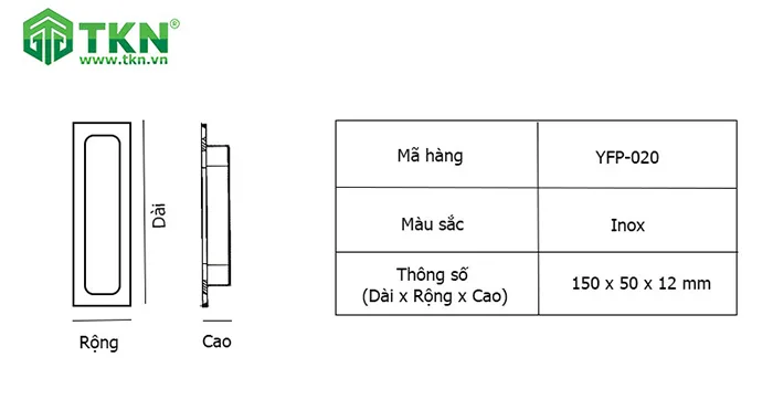 Thông số kích thước Yale YFP-020