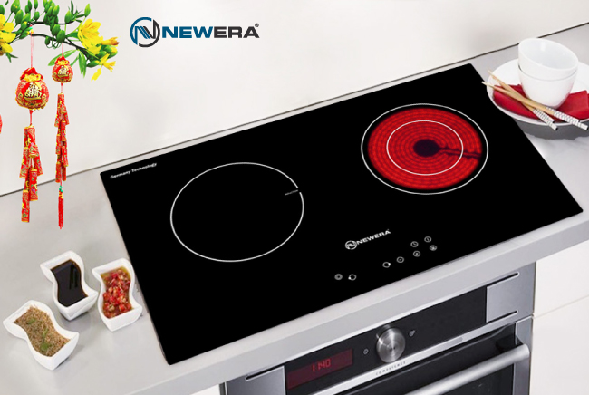 Bếp đôi NewEra 2 vùng nấu 1 từ 1 hồng ngoại NE7305IC