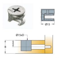 Cam nối Titus 05676 gỗ dày tối thiểu 25/26mm
