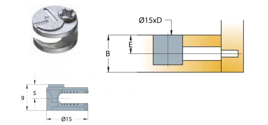 Cam nối Titus kẽm cao cấp gỗ dày tối thiểu 12mm 9406