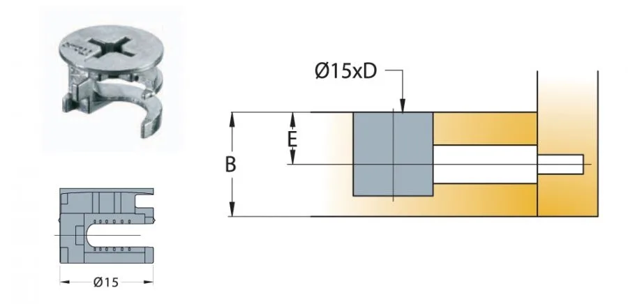 Cam nối Titus kẽm cao cấp dùng gỗ dày tối thiểu 15/16mm 9490