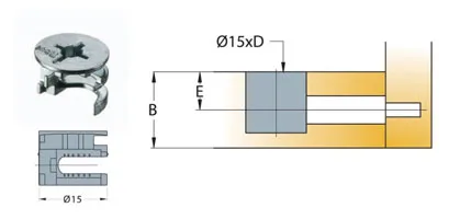 Cam nối Titus kẽm cao cấp gỗ dày tối thiểu 15/16mm 9499
