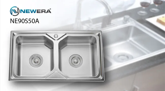 Chậu rửa bát NewEra inox 304 2 bồn rửa NE90S50A