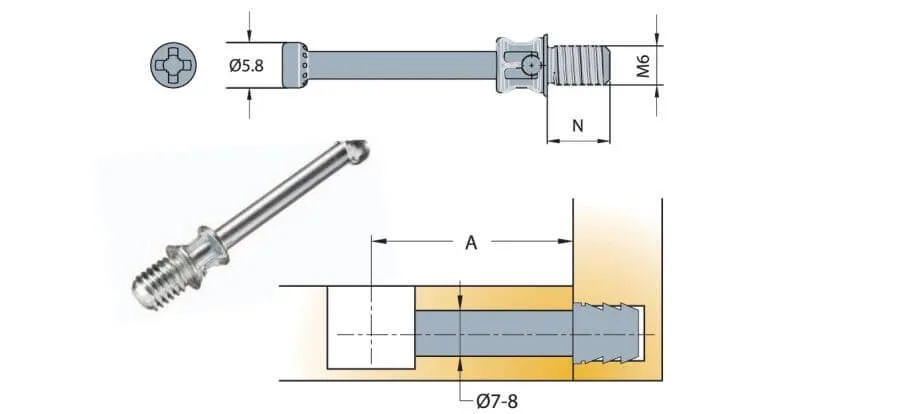 Chốt nối Titus inox 304 dài 34mm 9592