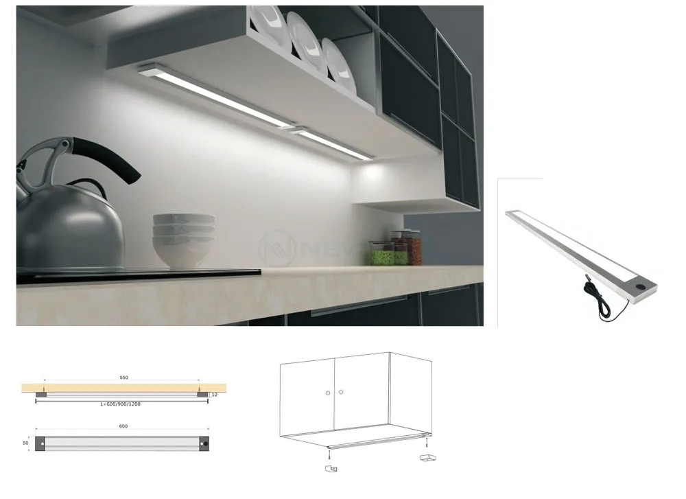 Đèn led NewEra dài 600mm lắp nổi NE44A1.600A8.0