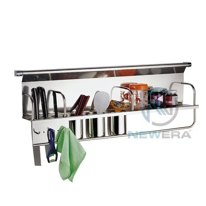Giá inox cài dao, đũa, gia vị NewEra treo tủ giữa rộng 900mm NE0990E