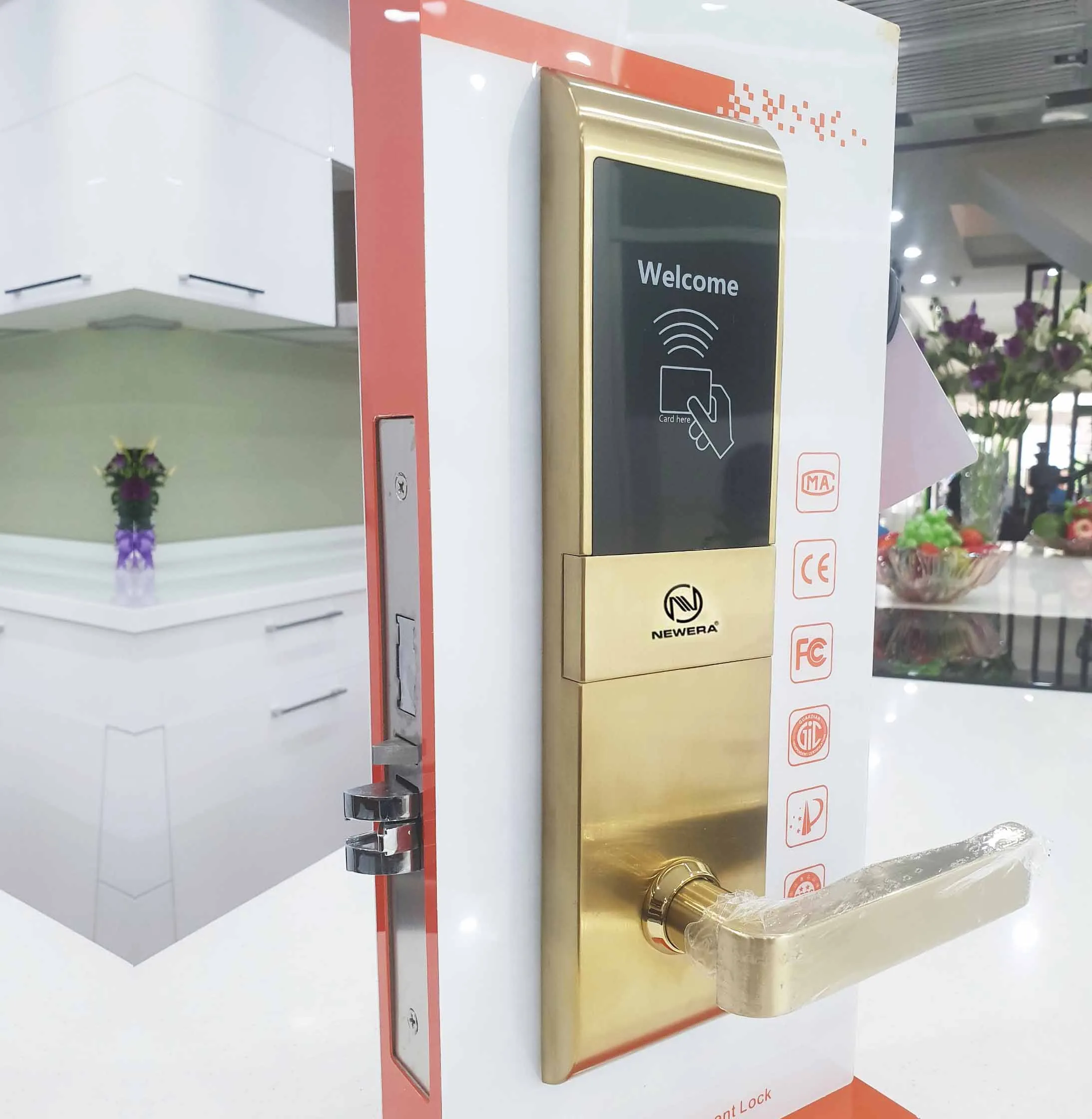 Khóa thẻ từ khách sạn NewEra inox 304 NE8018BS