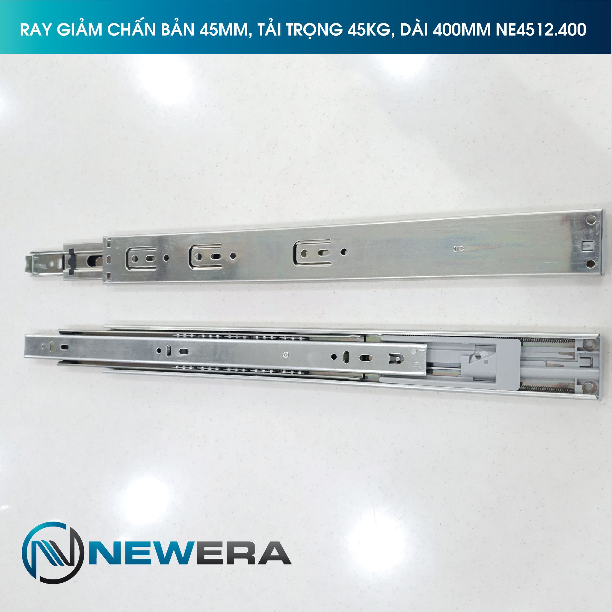 Ray trượt giảm chấn - bi - 3 tầng - tải trọng 45kg