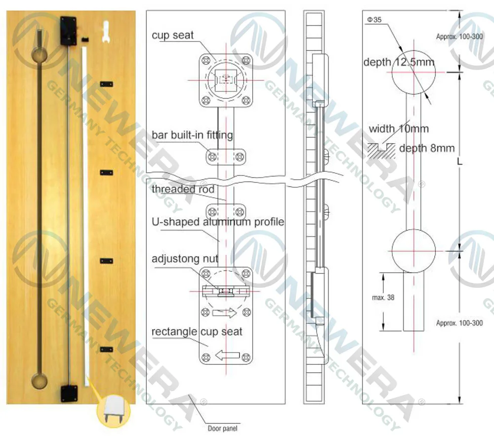 Thanh chống cong cánh tủ áo NewEra dài 17 – 2m NE026X1