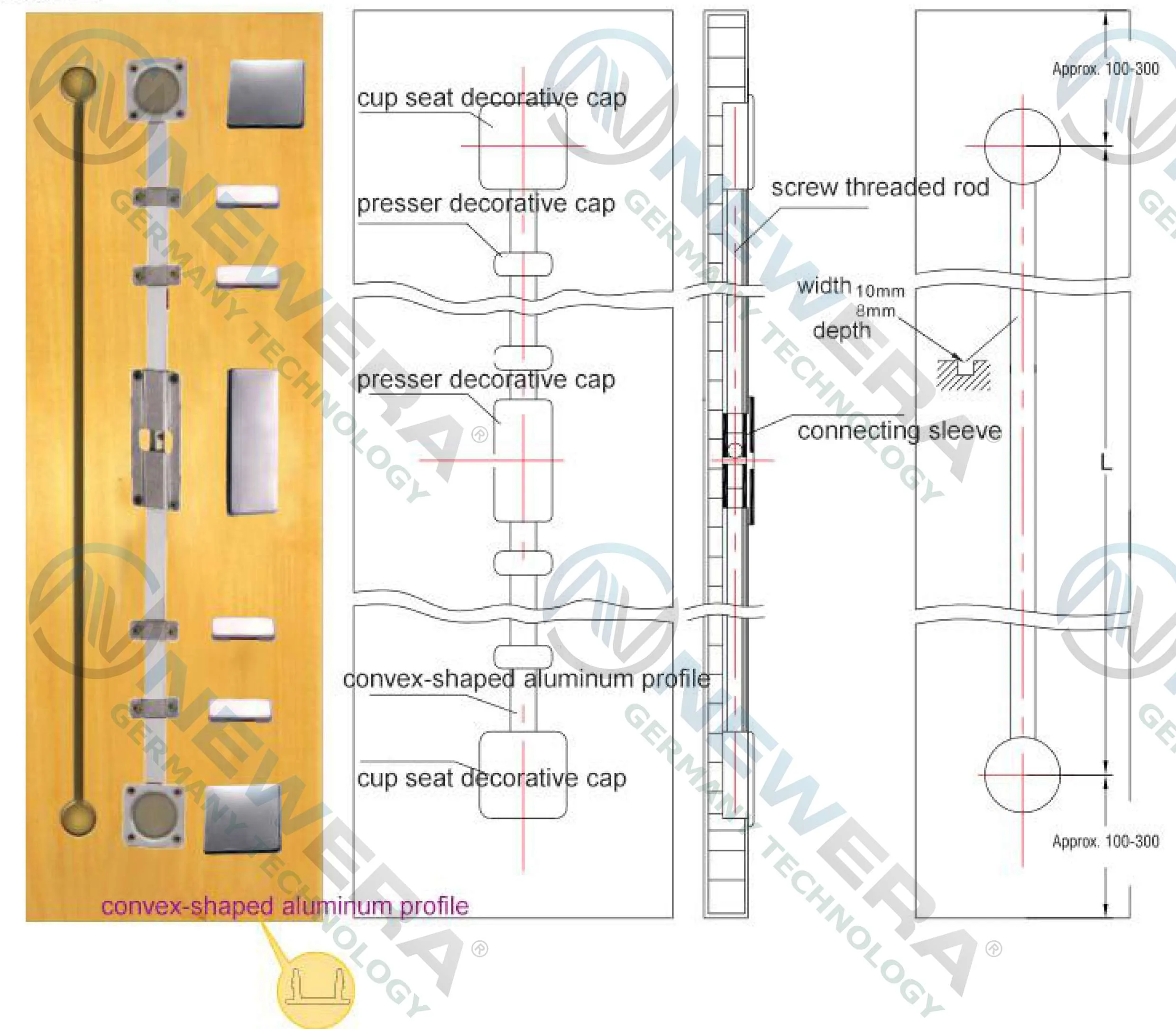 Thanh chống cong cánh tủ bếp NewEra hợp kim NE026A1