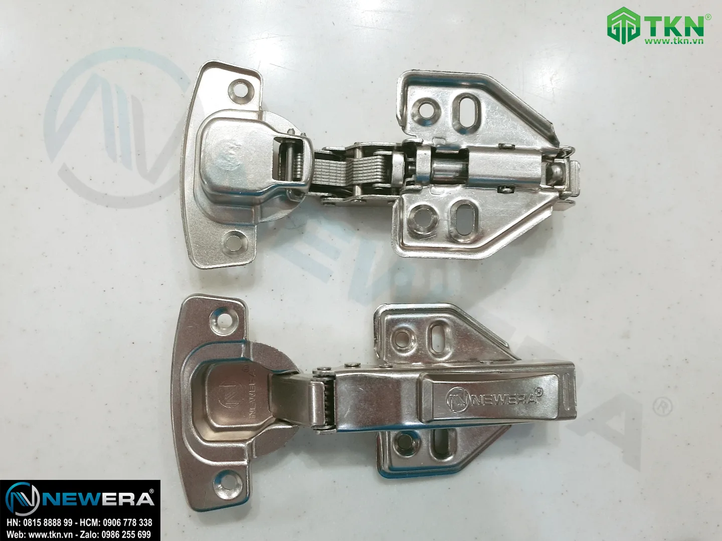 Bản lề NewEra thẳng giảm chấn, lắp nhanh piston đồng 666A 1