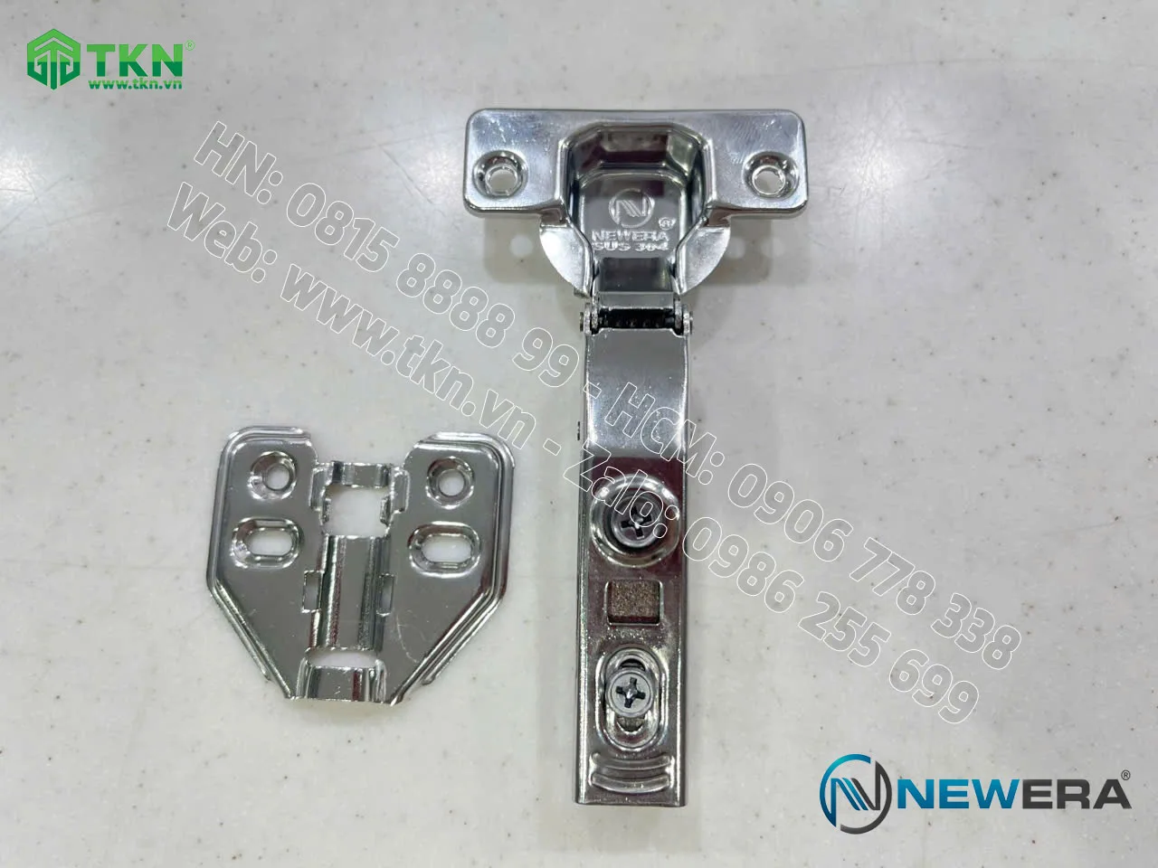 Bản lề NewEra thẳng SUS 304 giảm chấn, lắp nhanh 699A 6