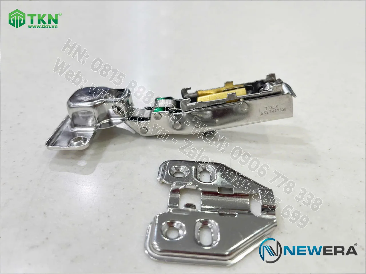 Bản lề NewEra thẳng SUS 304 giảm chấn, lắp nhanh 699A 7