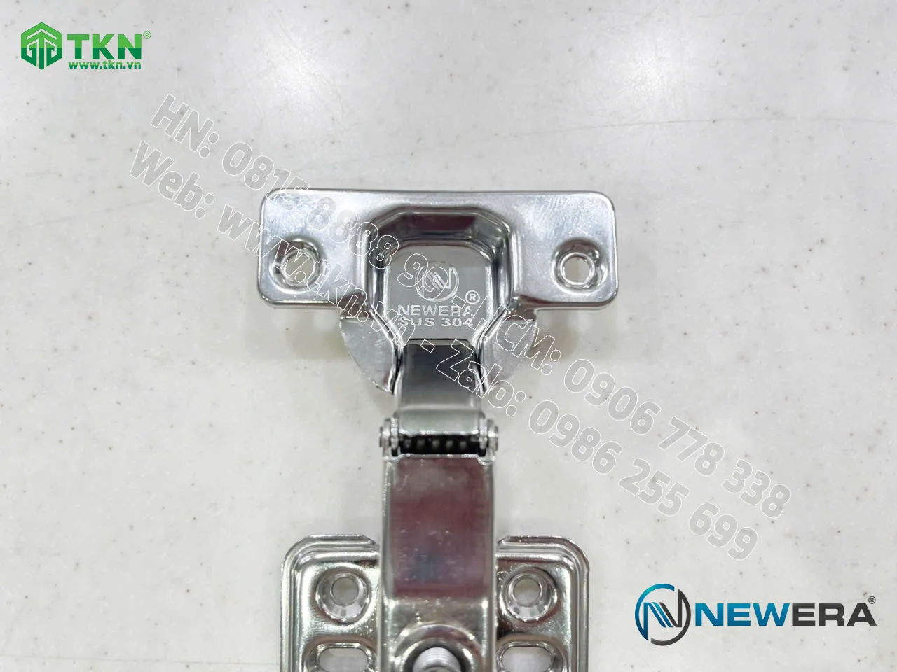 Bản lề NewEra thẳng SUS 304 giảm chấn, lắp nhanh 699A 9